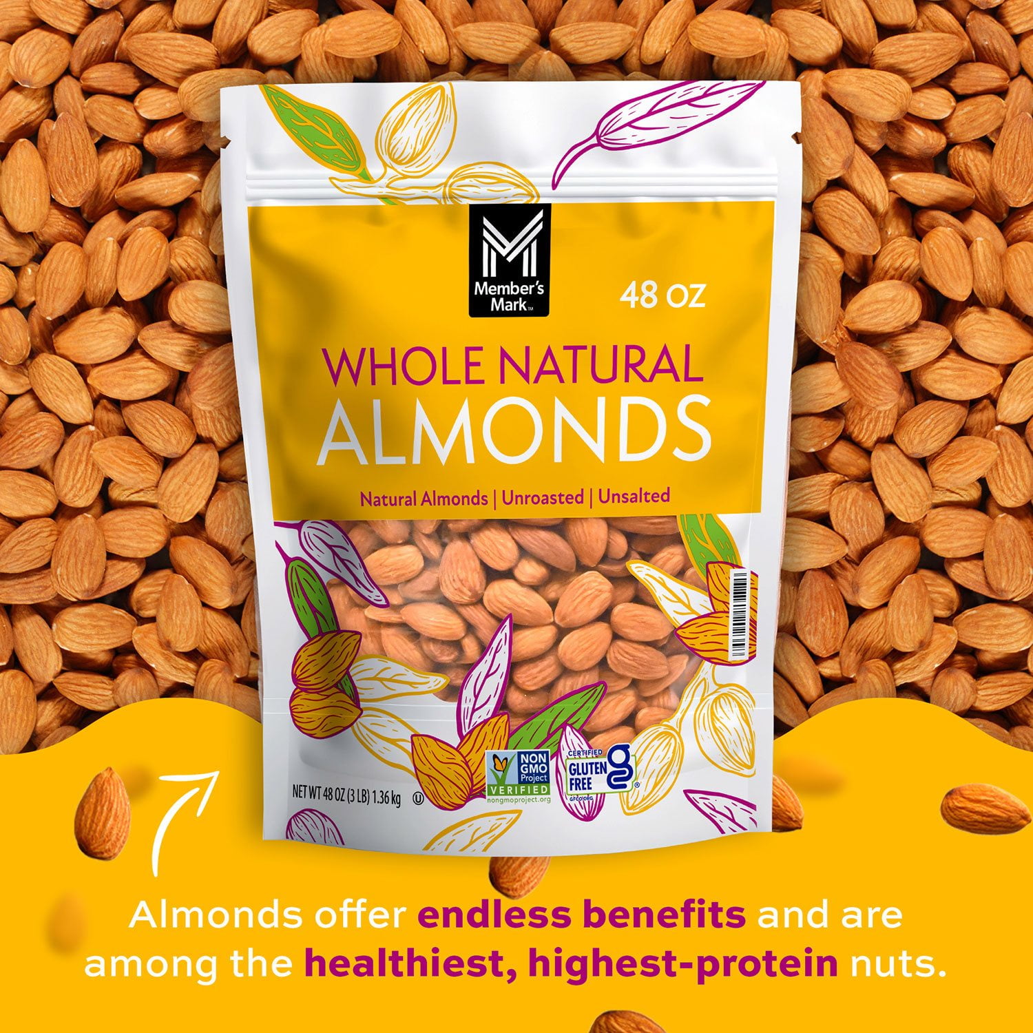 Member's Mark Natural Whole Almonds, 3 lbs. - Image 4