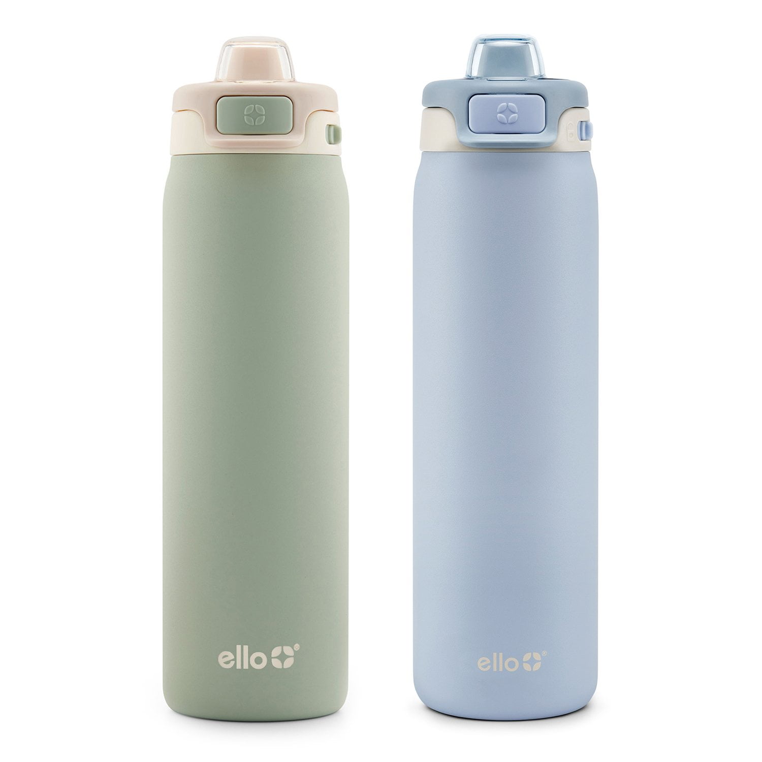 Ello Pop & Fill 22oz. Stainless Steel Water Bottle with Leak Proof Locking Lid, 2-Pack
