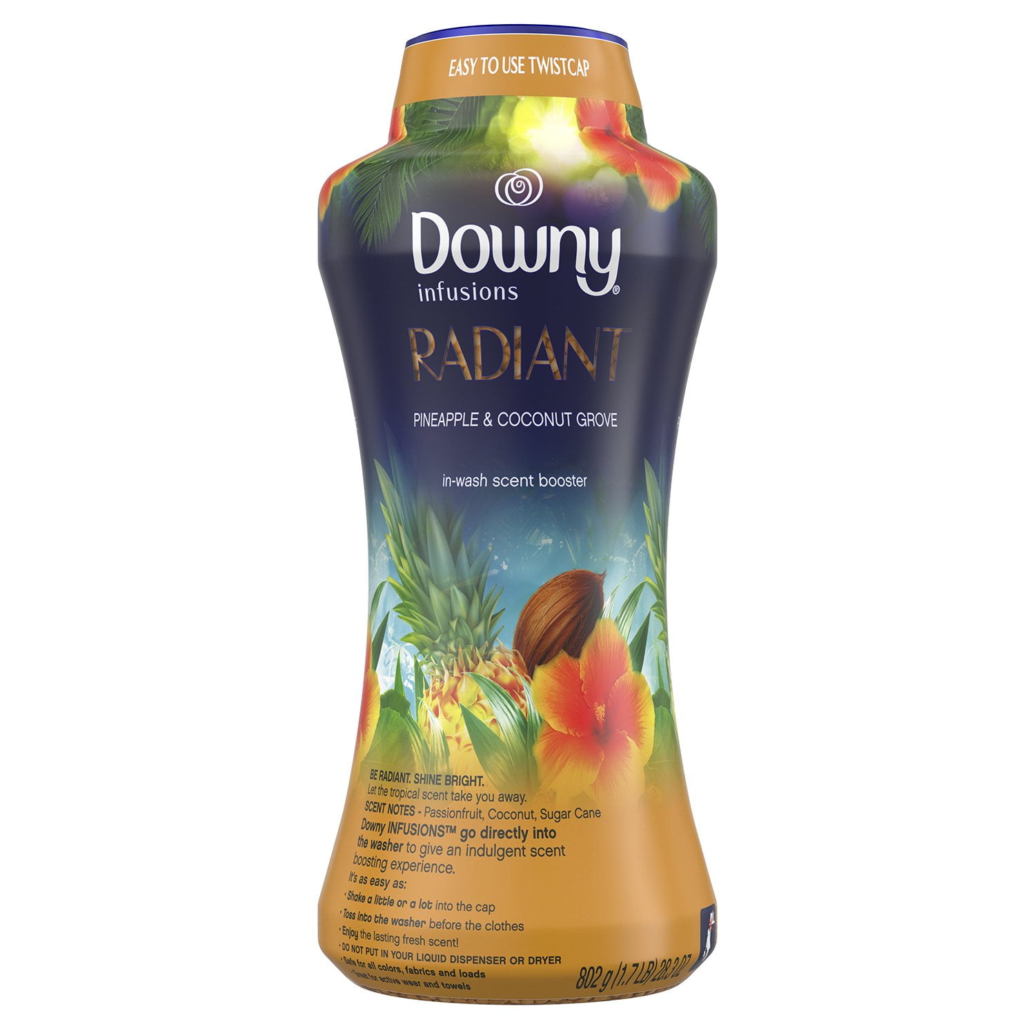 Downy Infusions Radiant In-Wash Scent Booster Beads, Pineapple & Coconut Grove, 28.3 oz - Image 9