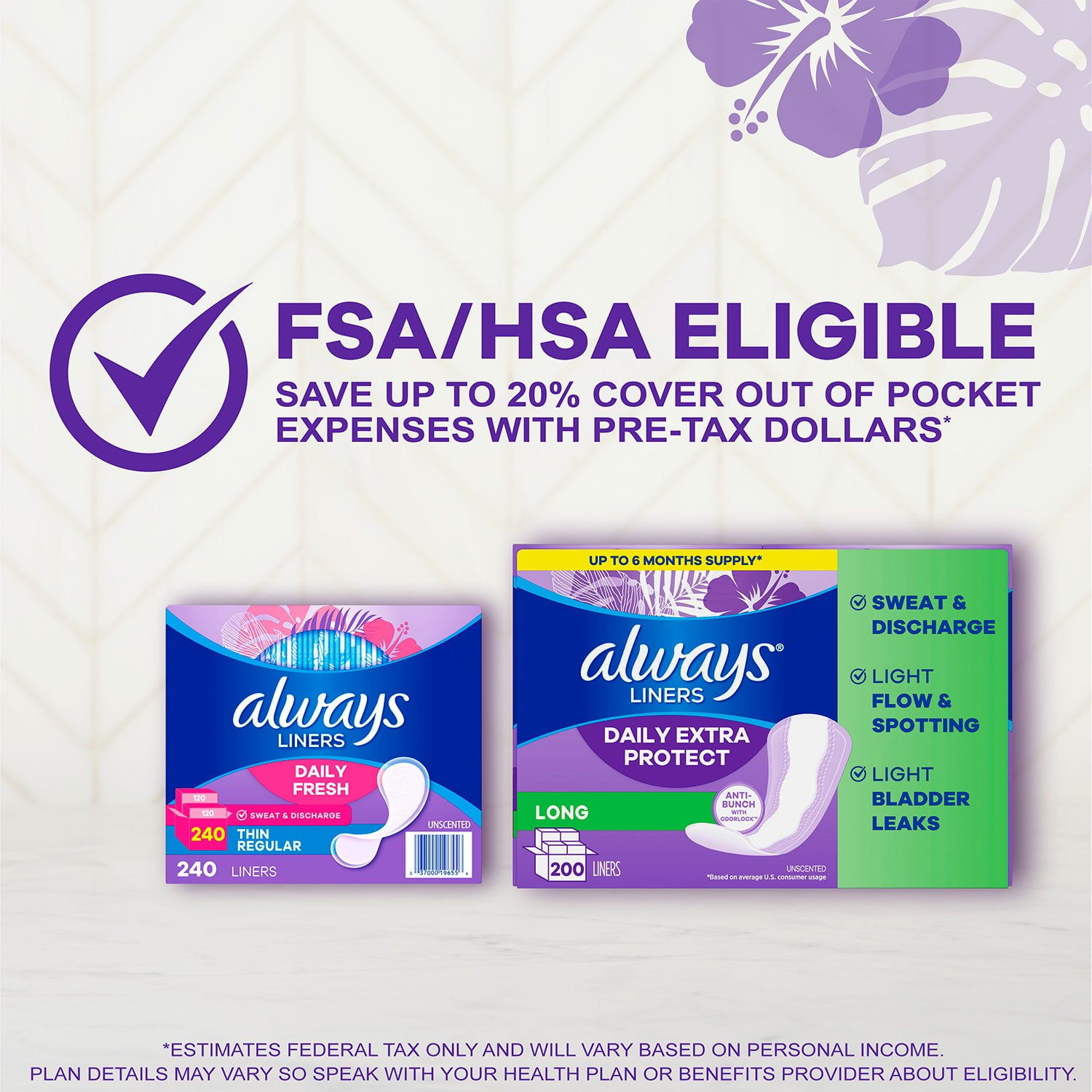 Always Anti-Bunch Xtra Protection Daily Liners, Unscented, Long, 200 ct. - Image 7