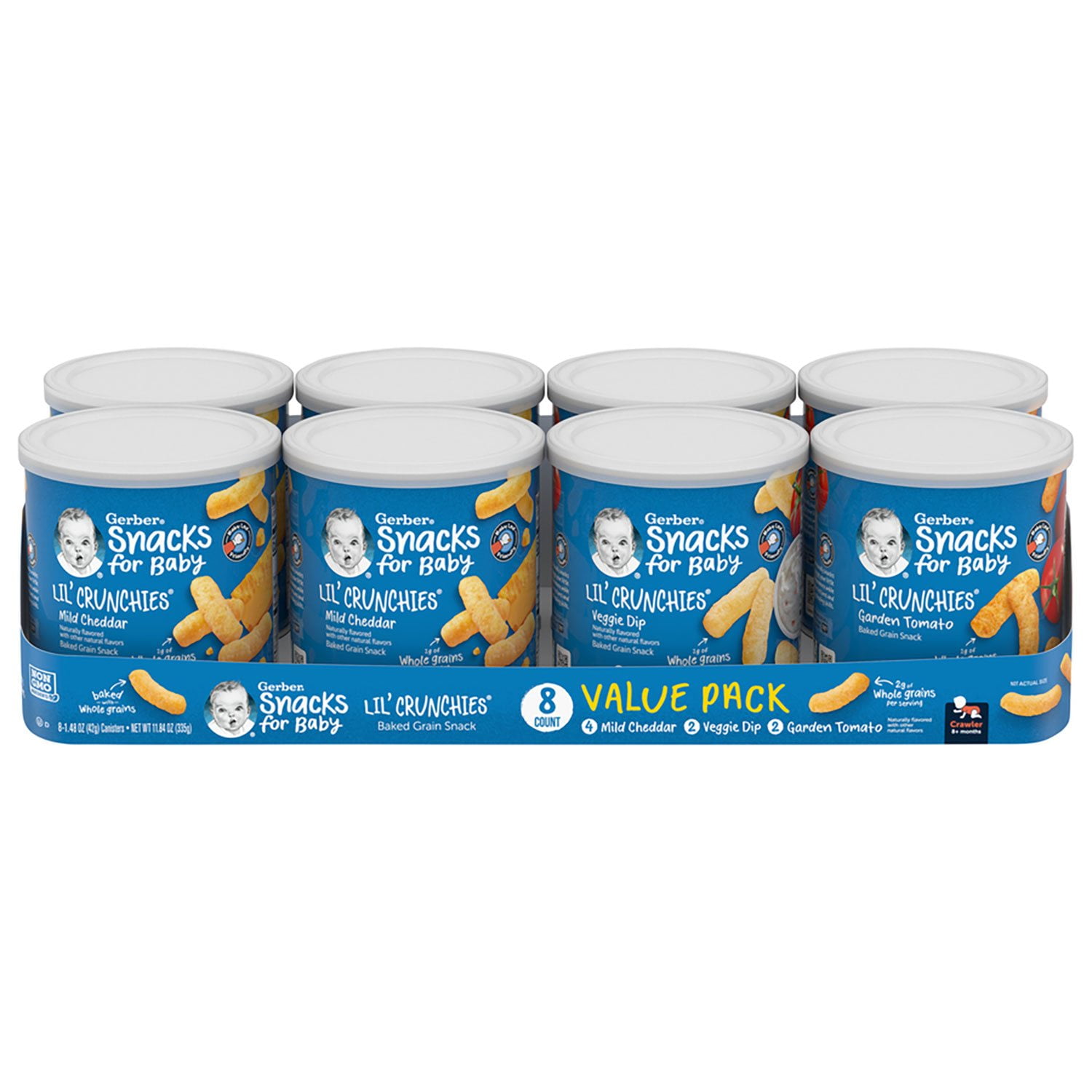 Gerber Lil' Crunchies Baked Grain Snack, Variety Pack, 1.48 oz., 8 ct.