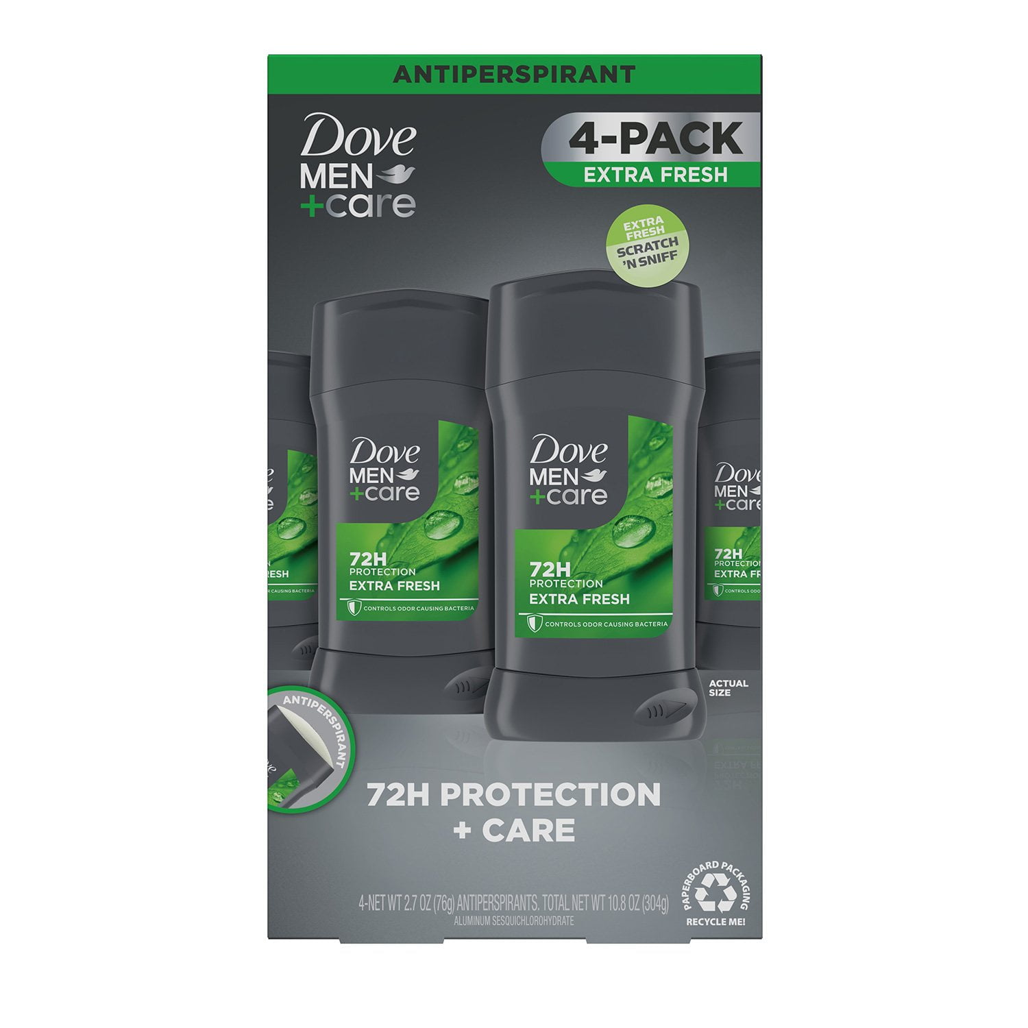 Dove Men+Care Antiperspirant Deodorant, Extra Fresh, 2.7 oz., 4 pk.
