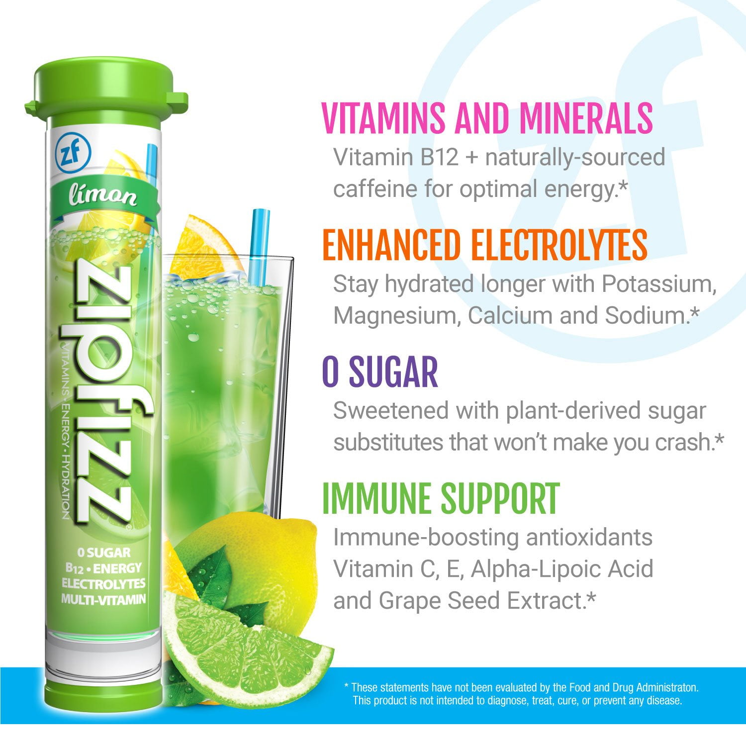 Zipfizz Energy Multi-Vitamin Hydration Drink Mix, Limon, 20 ct. - Image 4