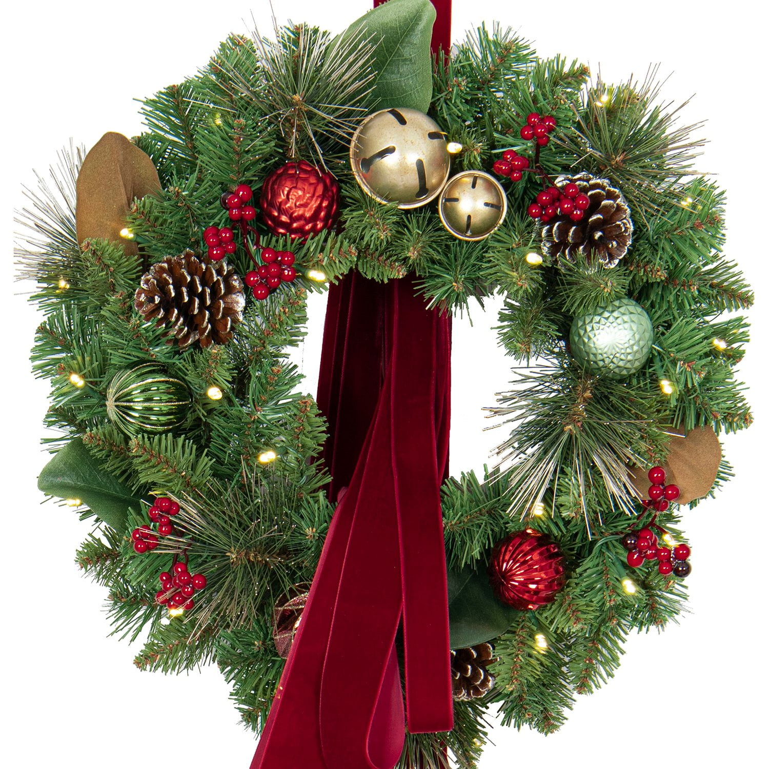 Member's Mark Pre-Lit Three Wreath Door Hanger with Sash - Image 6