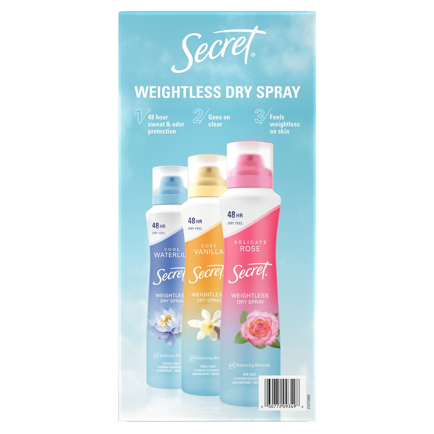 Secret Dry Spray Women's Antiperspirant Deodorant, Vanilla, Wild Rose & Waterlily, 4.1 oz., 3 pk. - Image 9