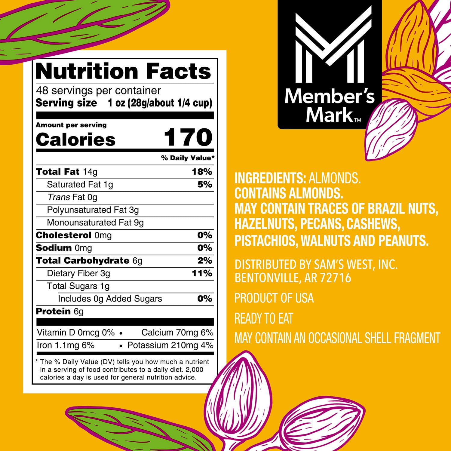Member's Mark Natural Whole Almonds, 3 lbs. - Image 3