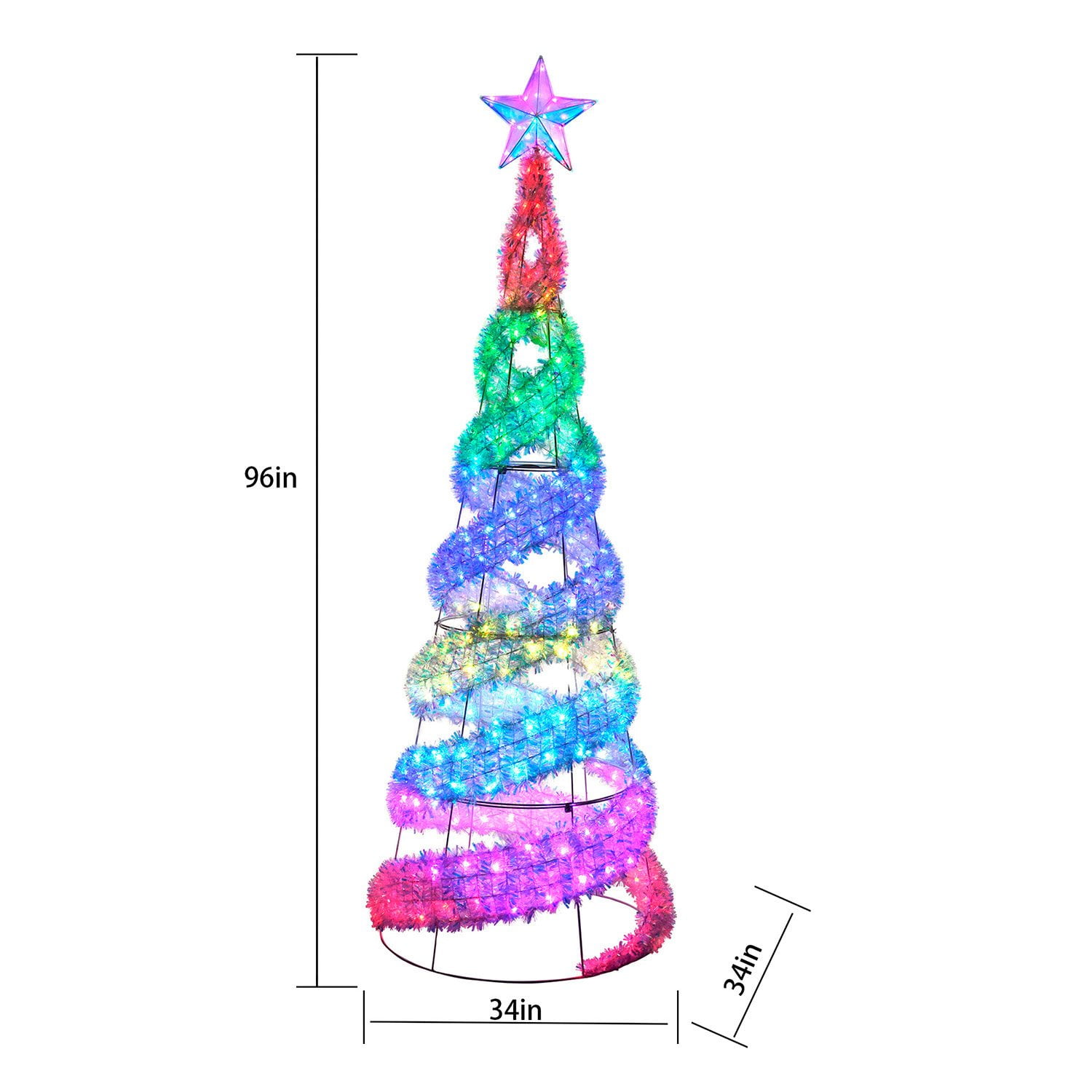Member's Mark 8' Pre-Lit Iridescent Color-Changing Spiral Tree - Image 5