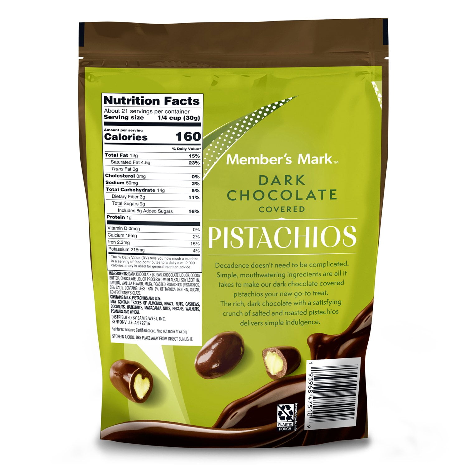 Members Mark Dark Chocolate Covered Roasted Pistachios, 22 oz. - Image 6
