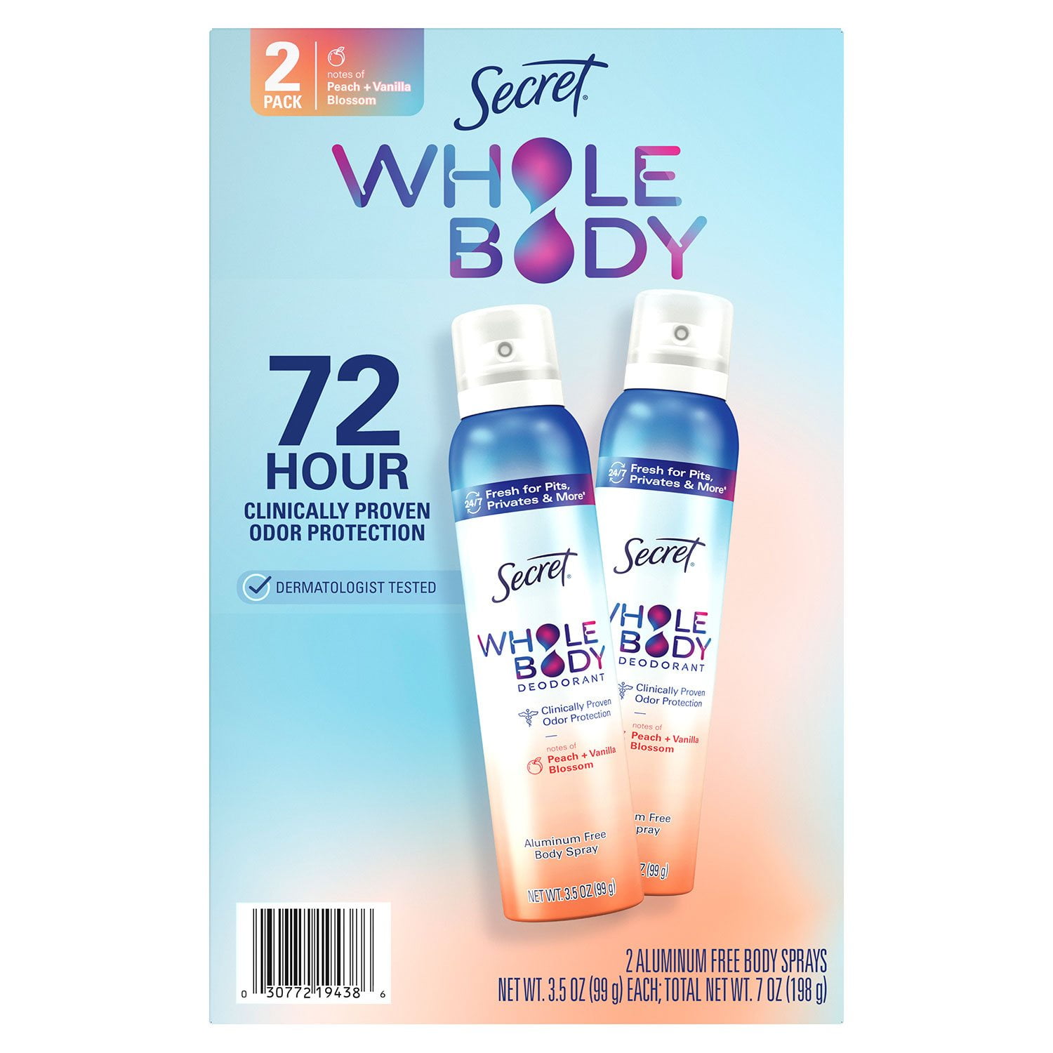 Secret Whole Body Sprays Deodorant, Peach & Vanilla, 3.5 oz., 2 pk. - Image 10