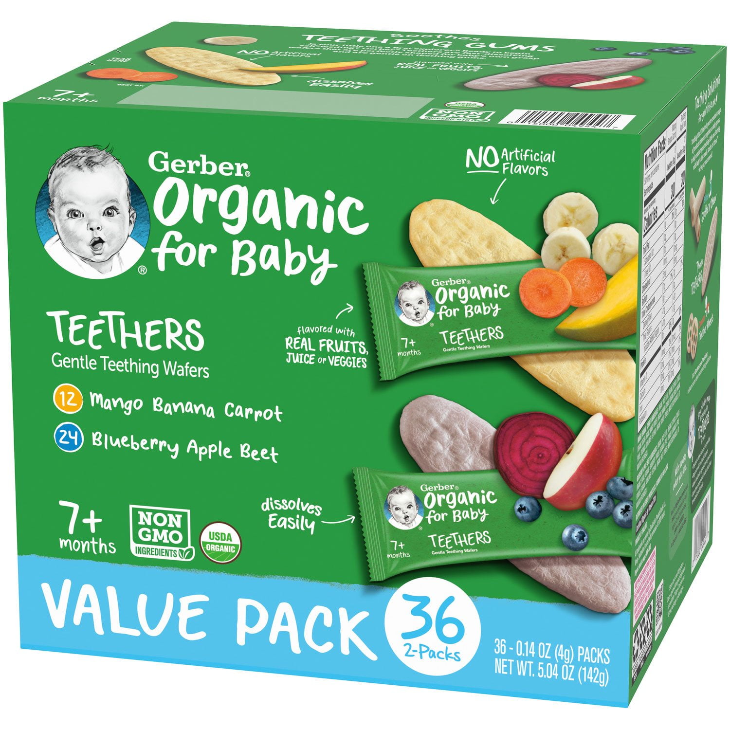 Gerber Organic Teething Wafers Variety Pack, 36 ct. - Image 8
