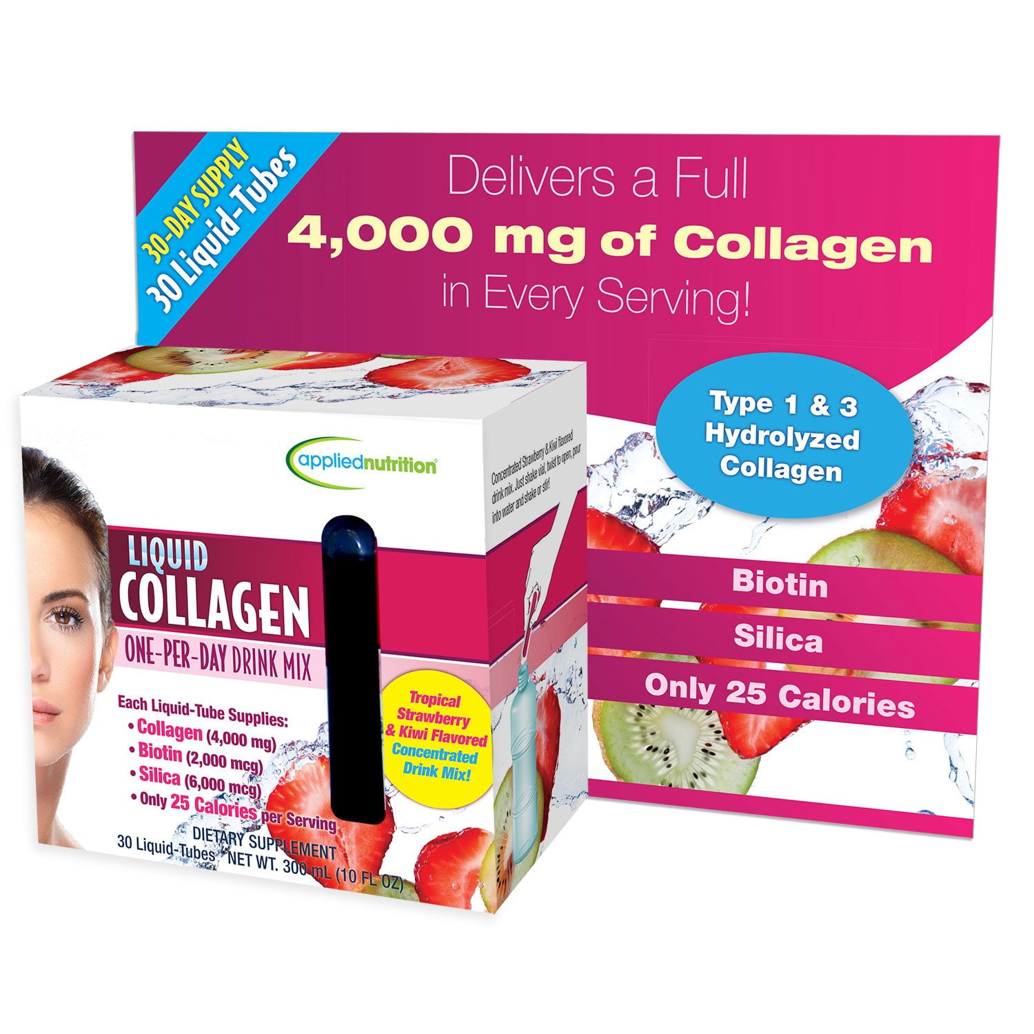 Applied Nutrition Liquid Collagen Tropical Strawberry & Kiwi 10mL each, 30 ct. - Image 2