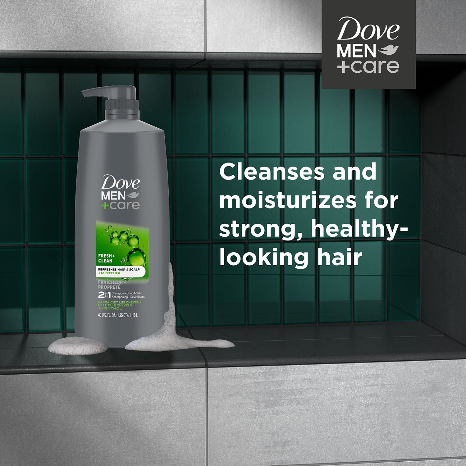 Dove Men+Care Fresh & Clean 2-in-1 Shampoo + Conditioner, 40 fl. oz. - Image 7