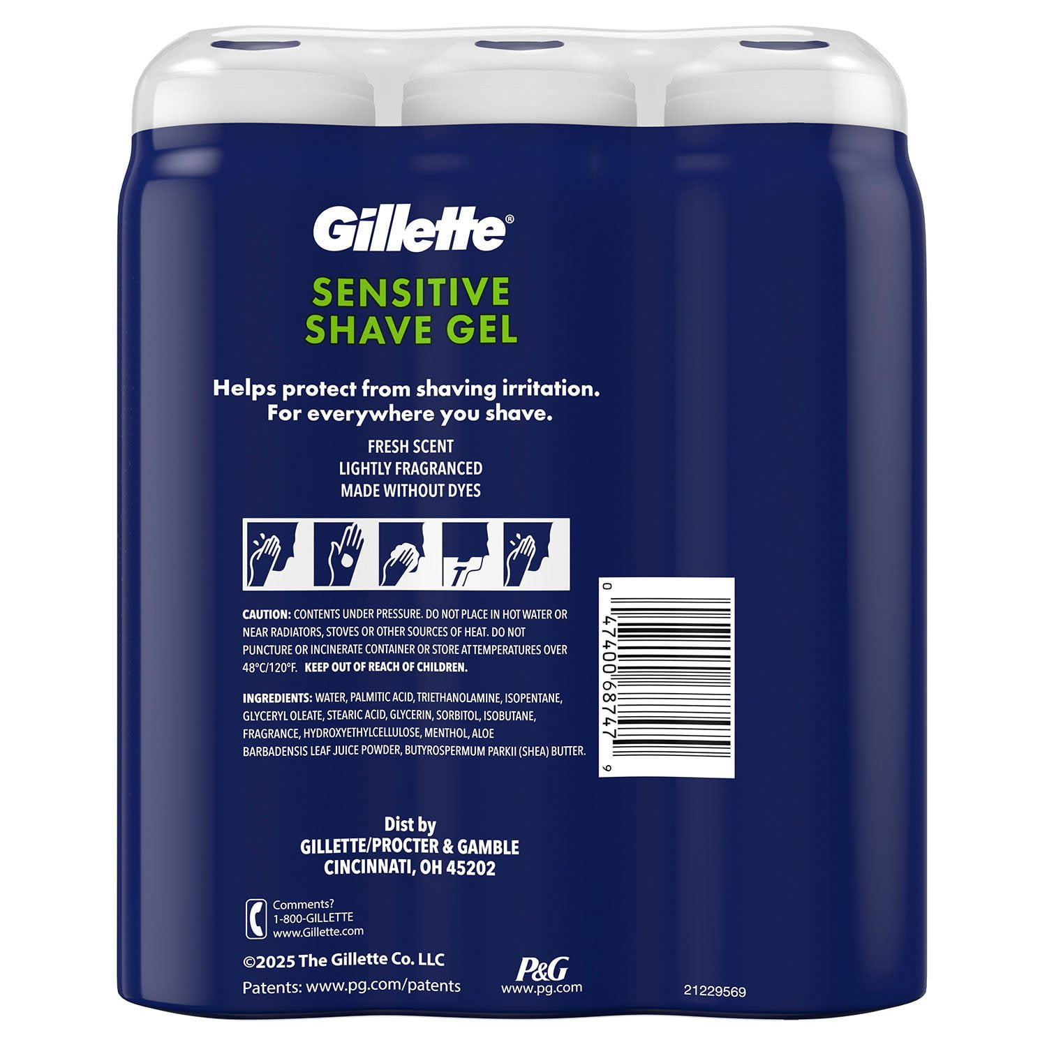 Gillette Sensitive Shave Gel with Aloe & Shea Butter, 7 oz., 3 pk. - Image 8