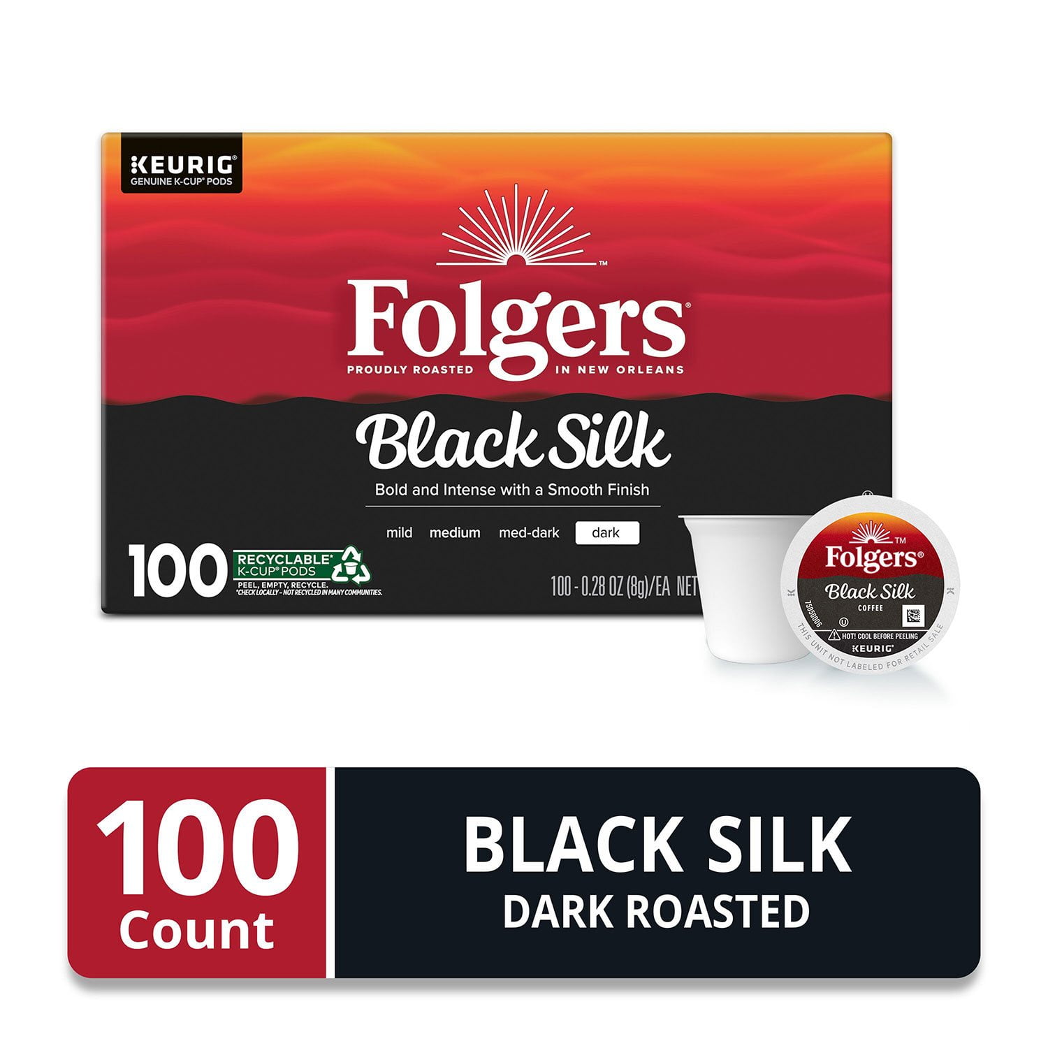 Folgers Dark Roast K-Cup Coffee Pods, Black Silk, 100 ct. - Image 2