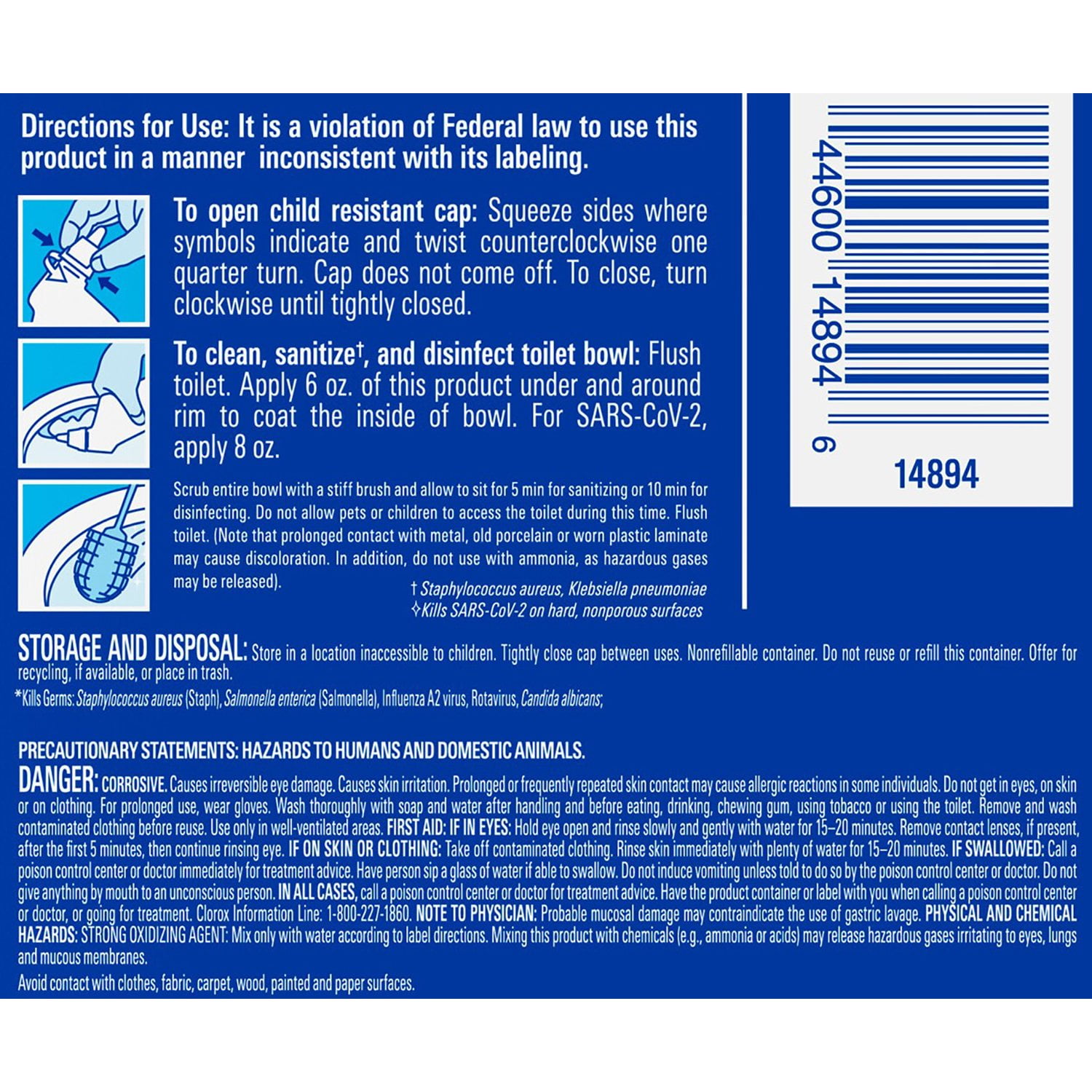 Clorox Toilet Bowl Cleaner with Bleach, Rain Clean, 6pk., 144 fl. oz. - Image 2