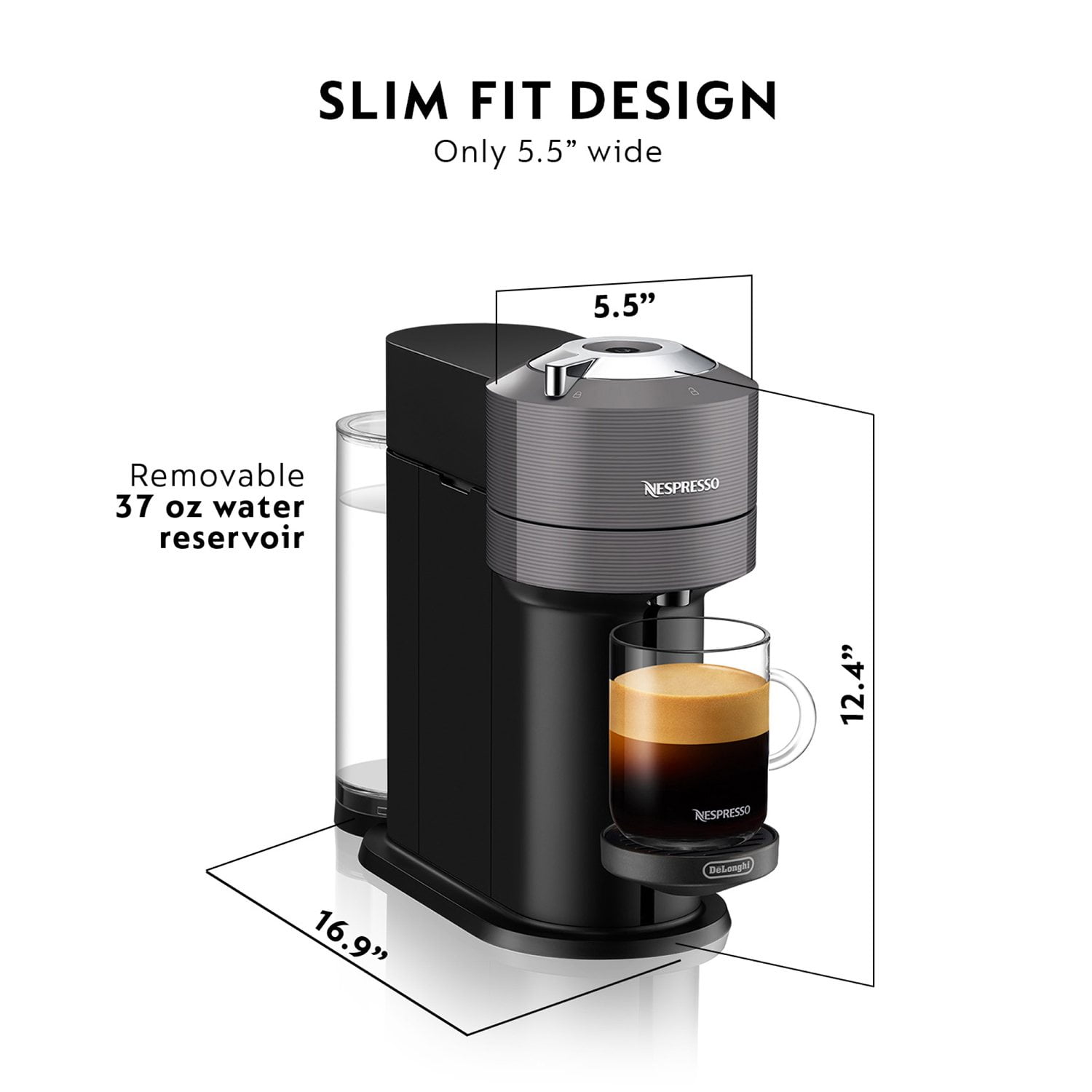 Nespresso Vertuo Next Deluxe by De’Longhi, Dark Grey with Milk Frother - Image 8