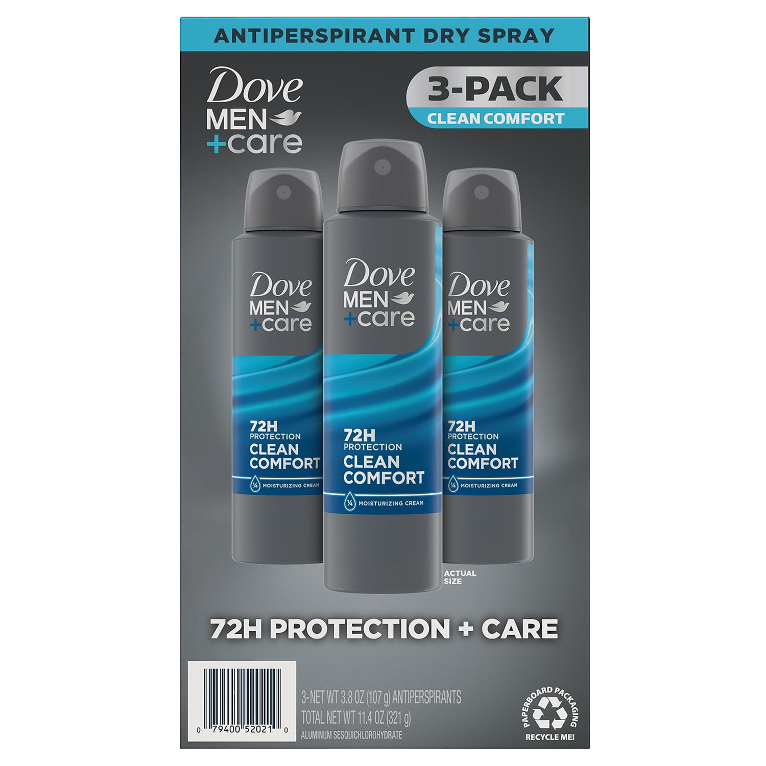 Dove Men's+Care Clean Comfort Antiperspirant Deodorant Dry Spray, 3.8 oz., 3 pk.