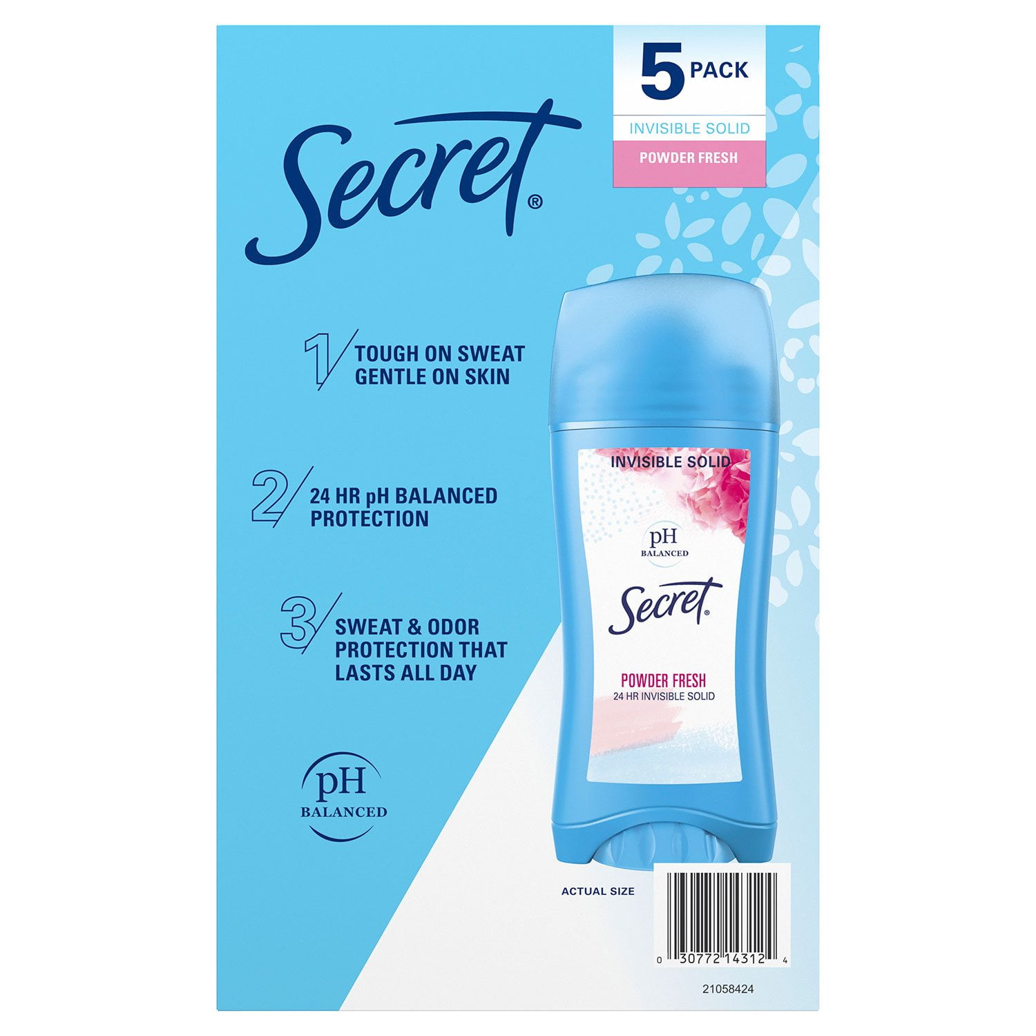 Secret Invisible Solid Antiperspirant and Deodorant, Powder Fresh, 2.6 oz., 5 pk. - Image 8