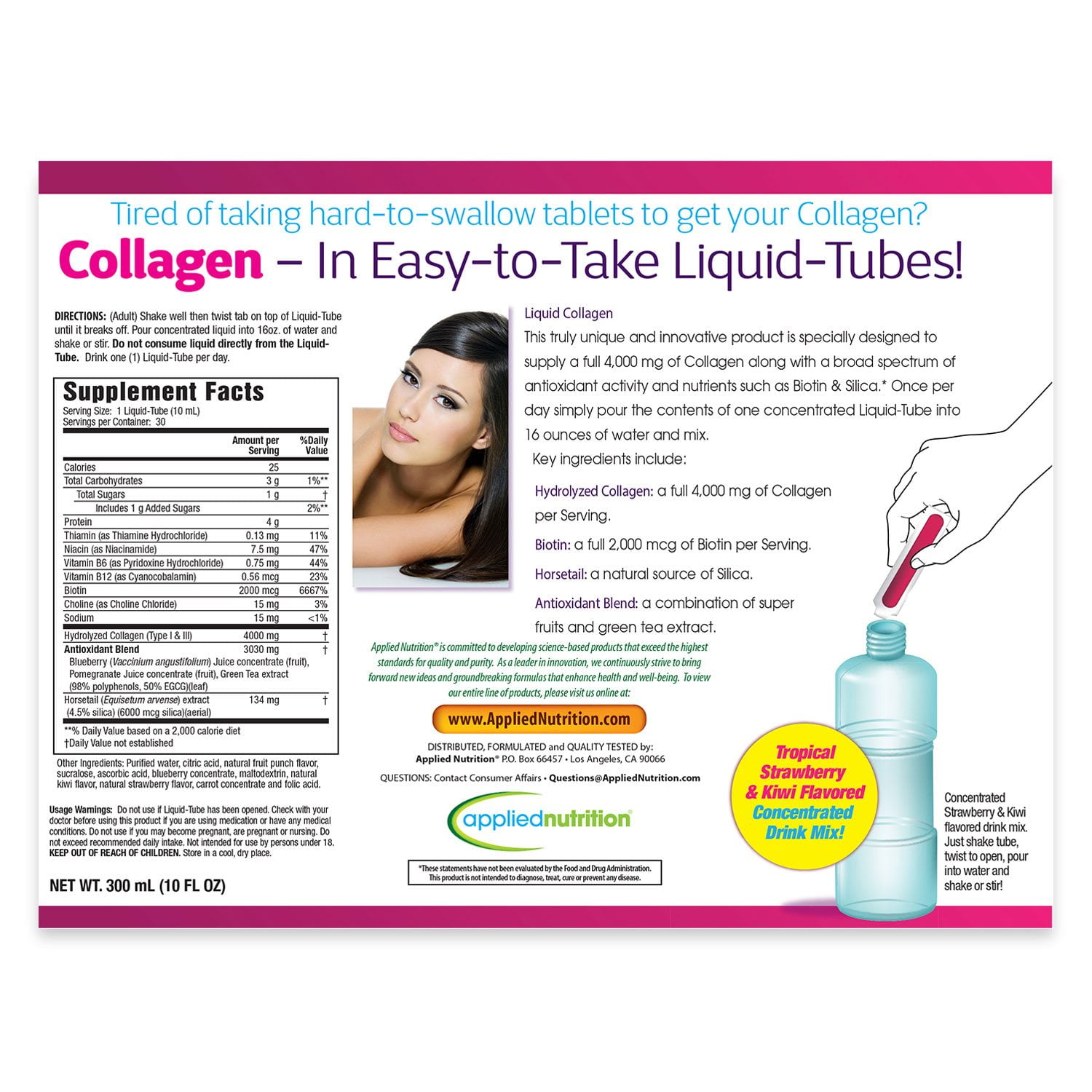 Applied Nutrition Liquid Collagen Tropical Strawberry & Kiwi 10mL each, 30 ct. - Image 4