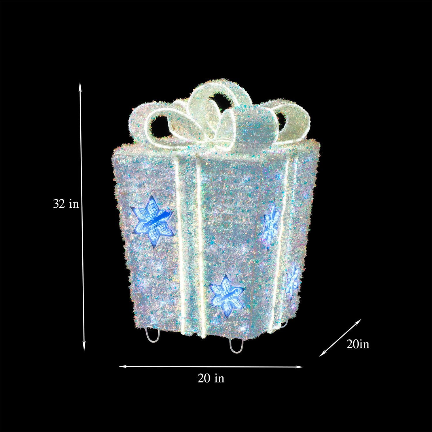 Member's Mark 32" Pre-Lit Iridescent Twinkle Tinsel Gift Box Decor - Image 4