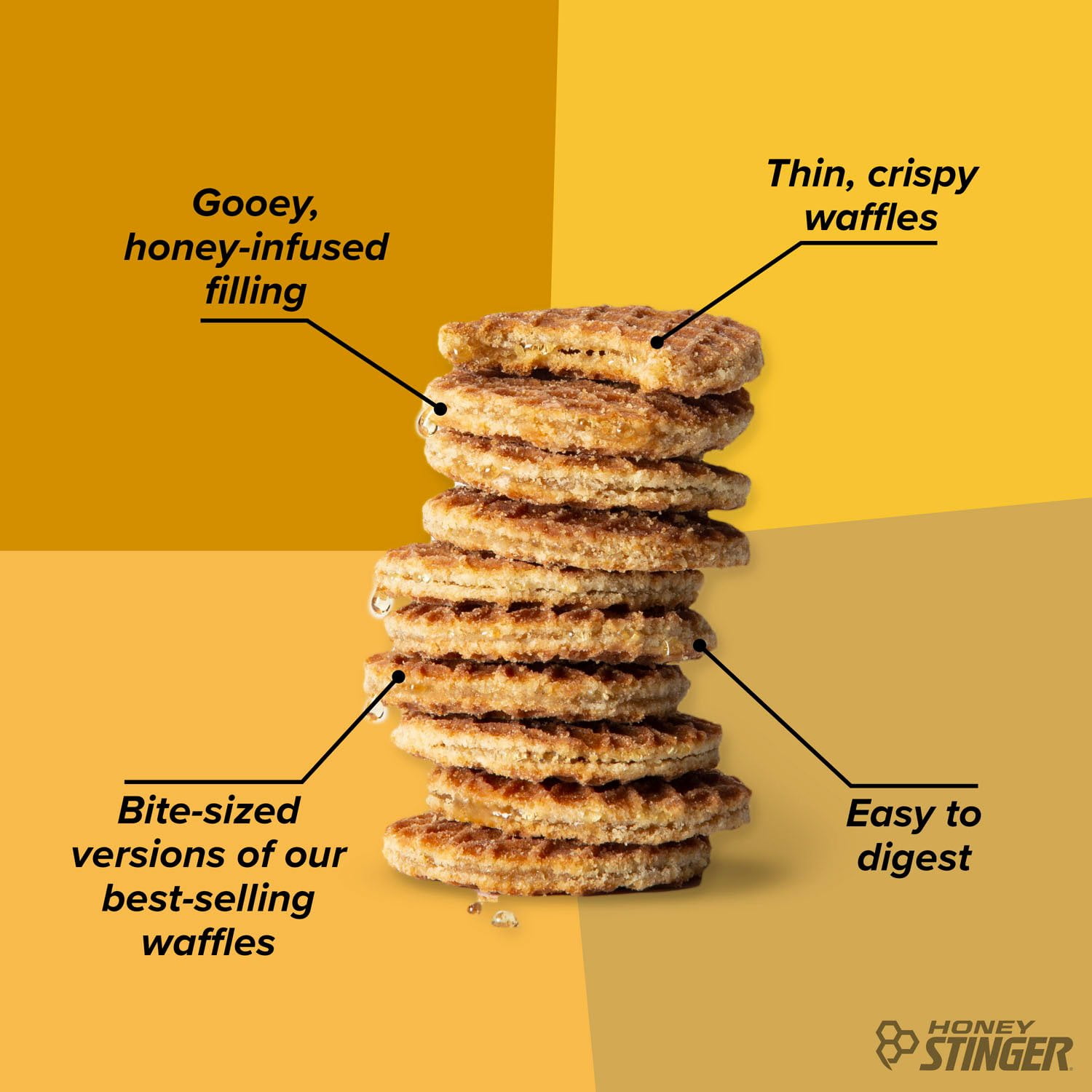 Honey Stinger Organic Mini Waffles, Honey, Caffeine Free Healthy Snack, Resealable Bag, 5.3 oz. - Image 3