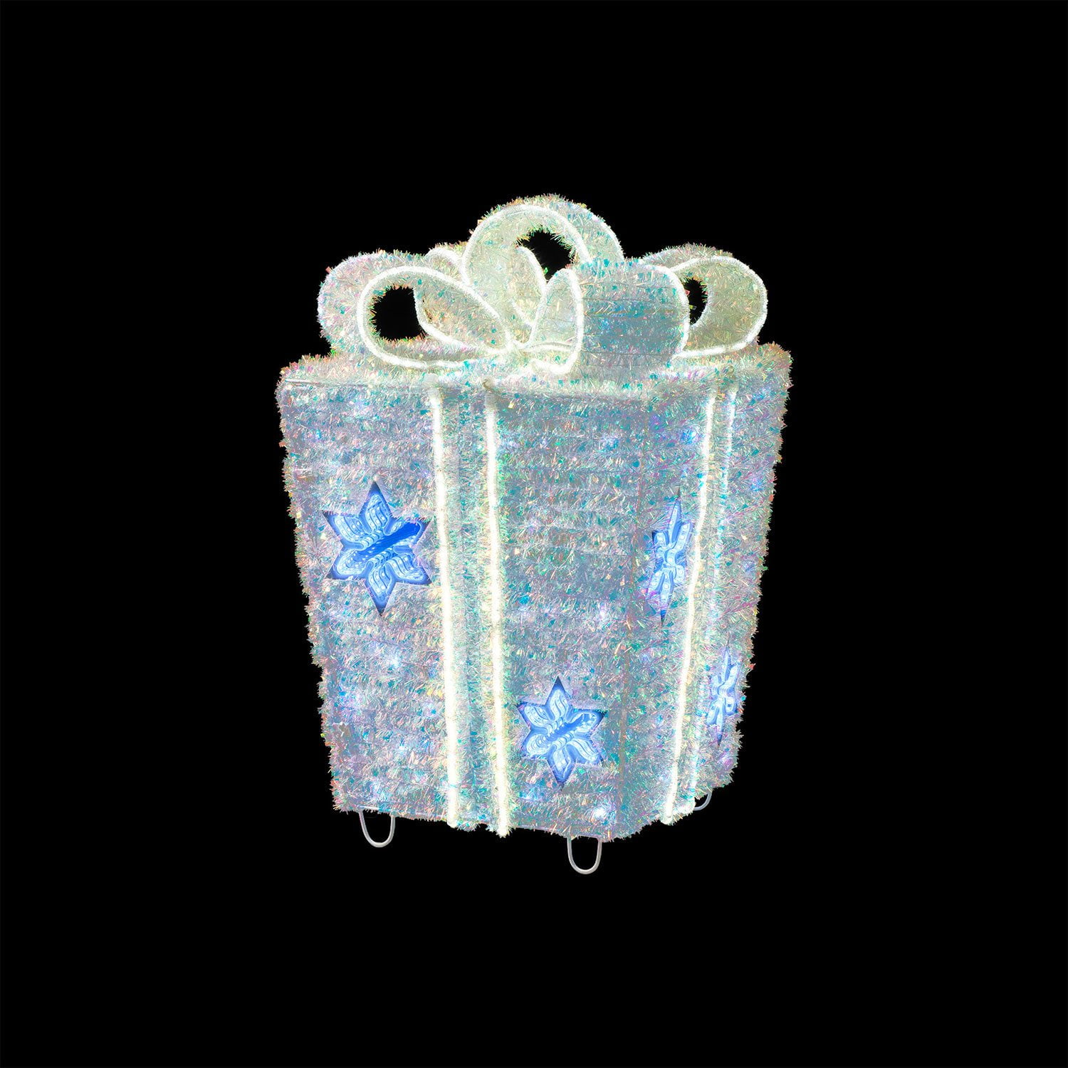 Member's Mark 32" Pre-Lit Iridescent Twinkle Tinsel Gift Box Decor - Image 2