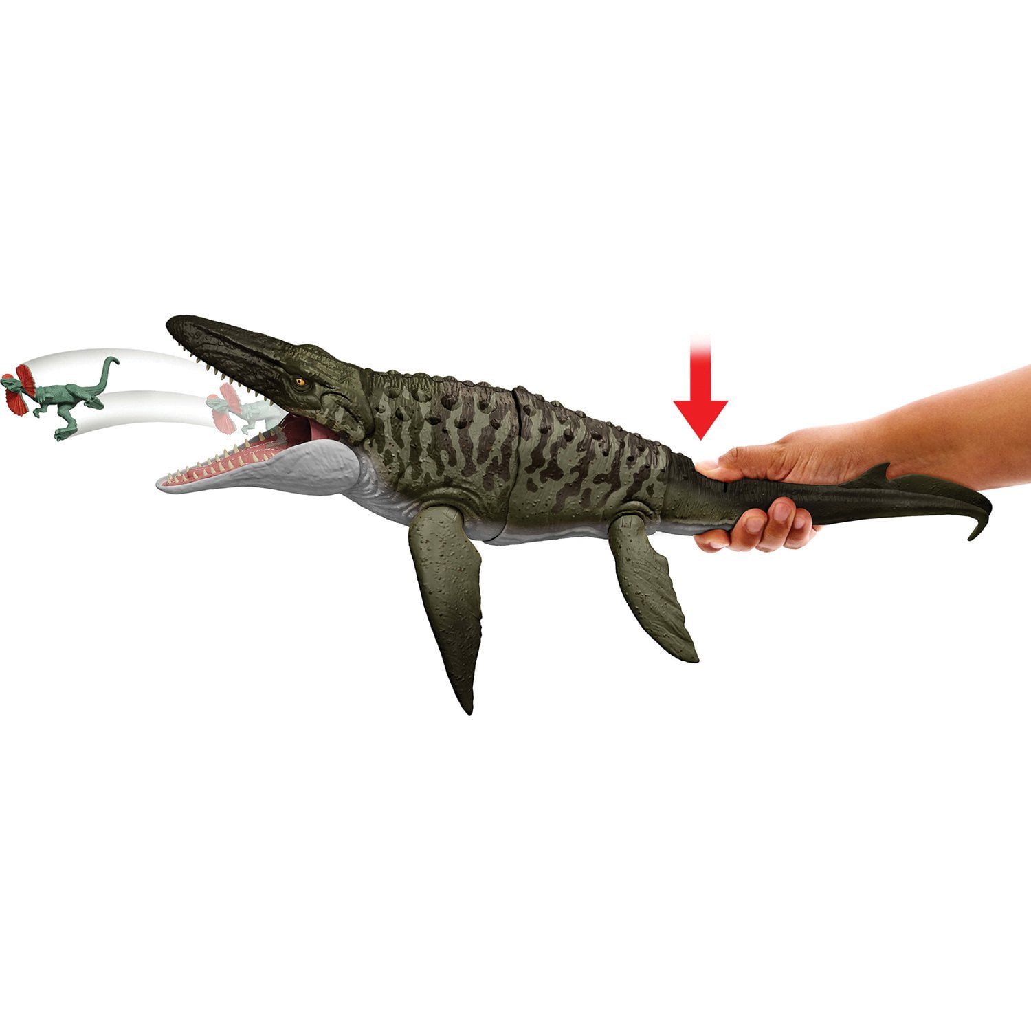 Jurassic World Rebirth Bite N Blast Mosasaurus Action Figure and Mini Dilophosaurus Toy - Image 4