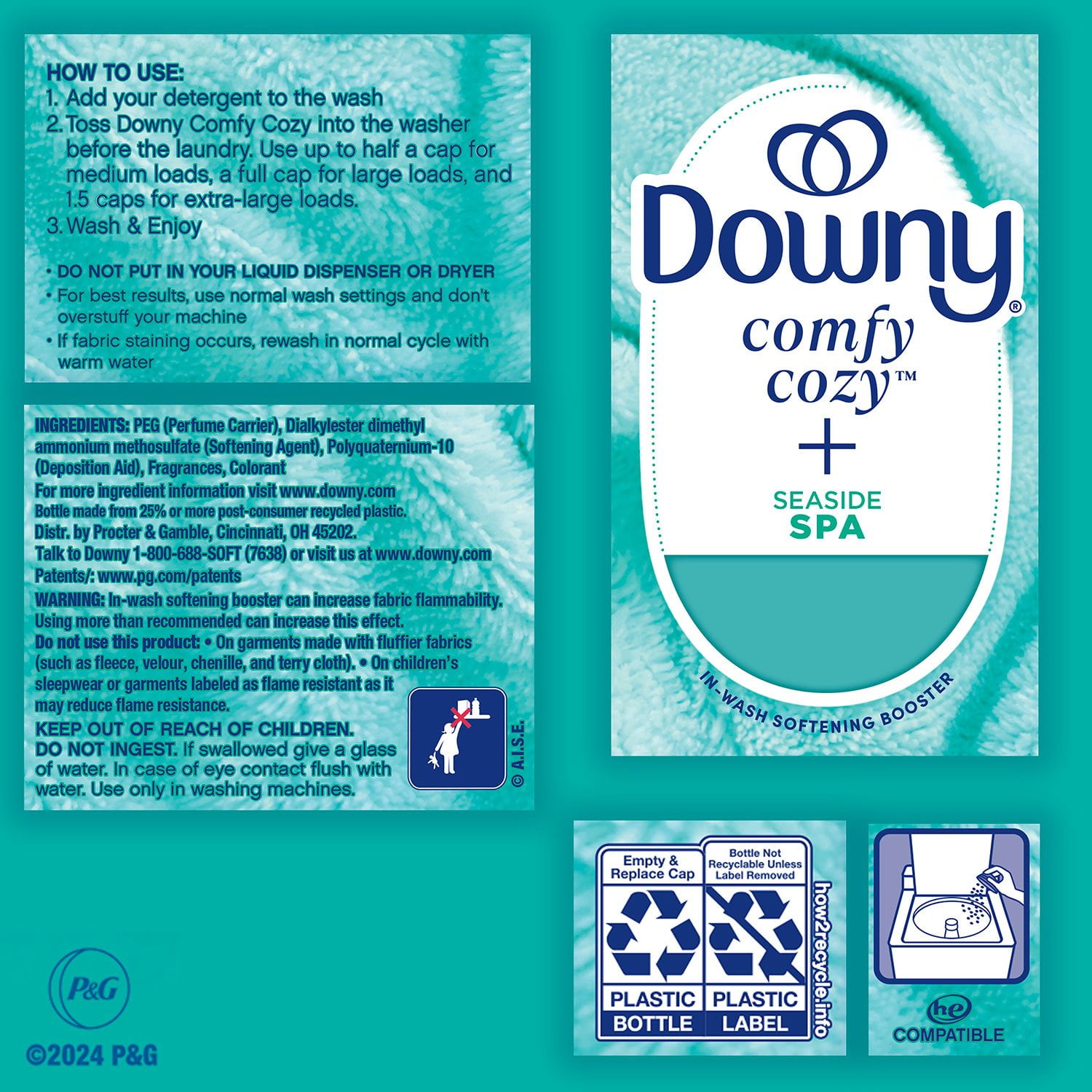 Downy Comfy Cozy In-Wash Laundry Scent Booster Beads, Seaside Spa Scent, 32.1 oz. - Image 2
