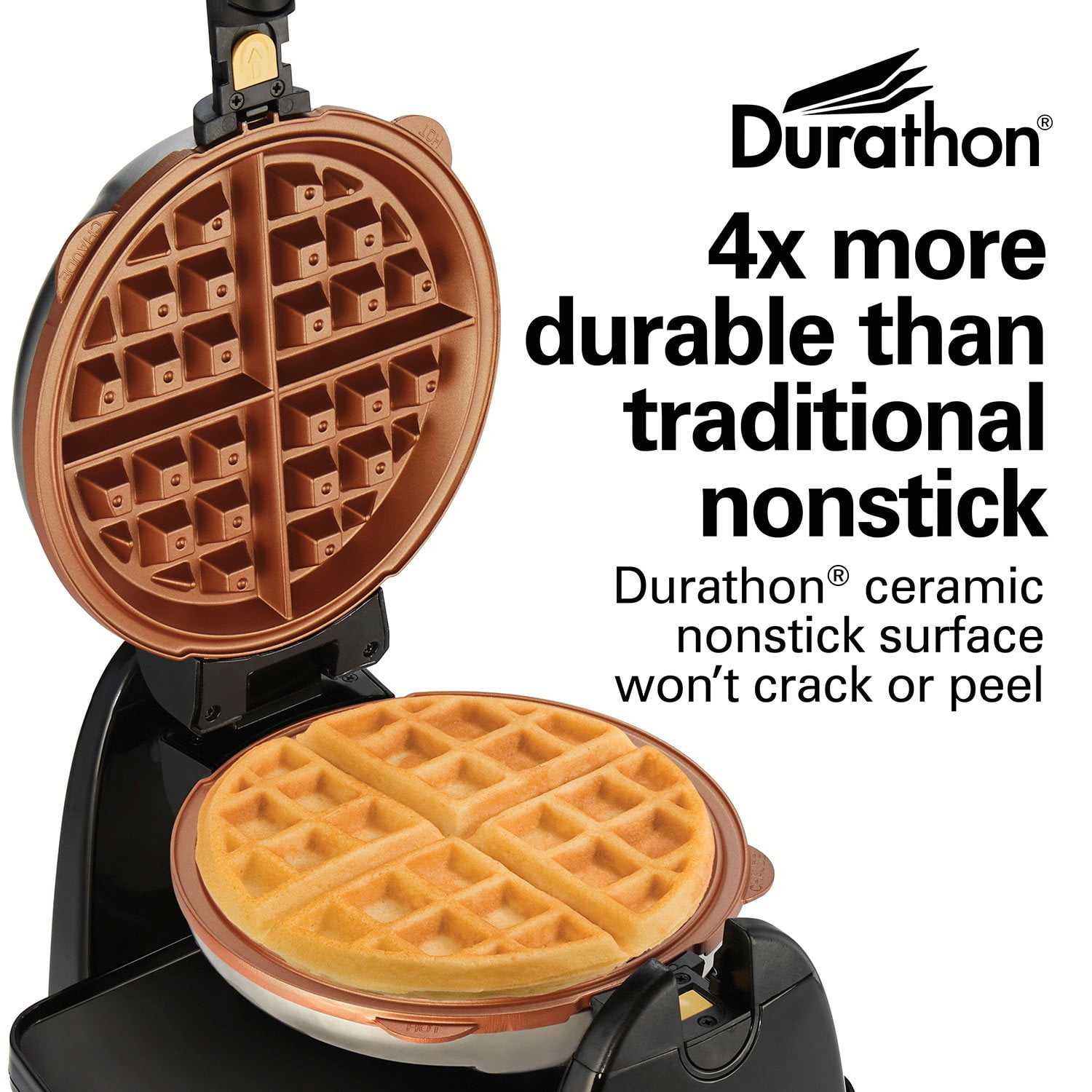 Hamilton Beach Durathon Ceramic Removable-Grid Belgian Waffle Maker - Image 3