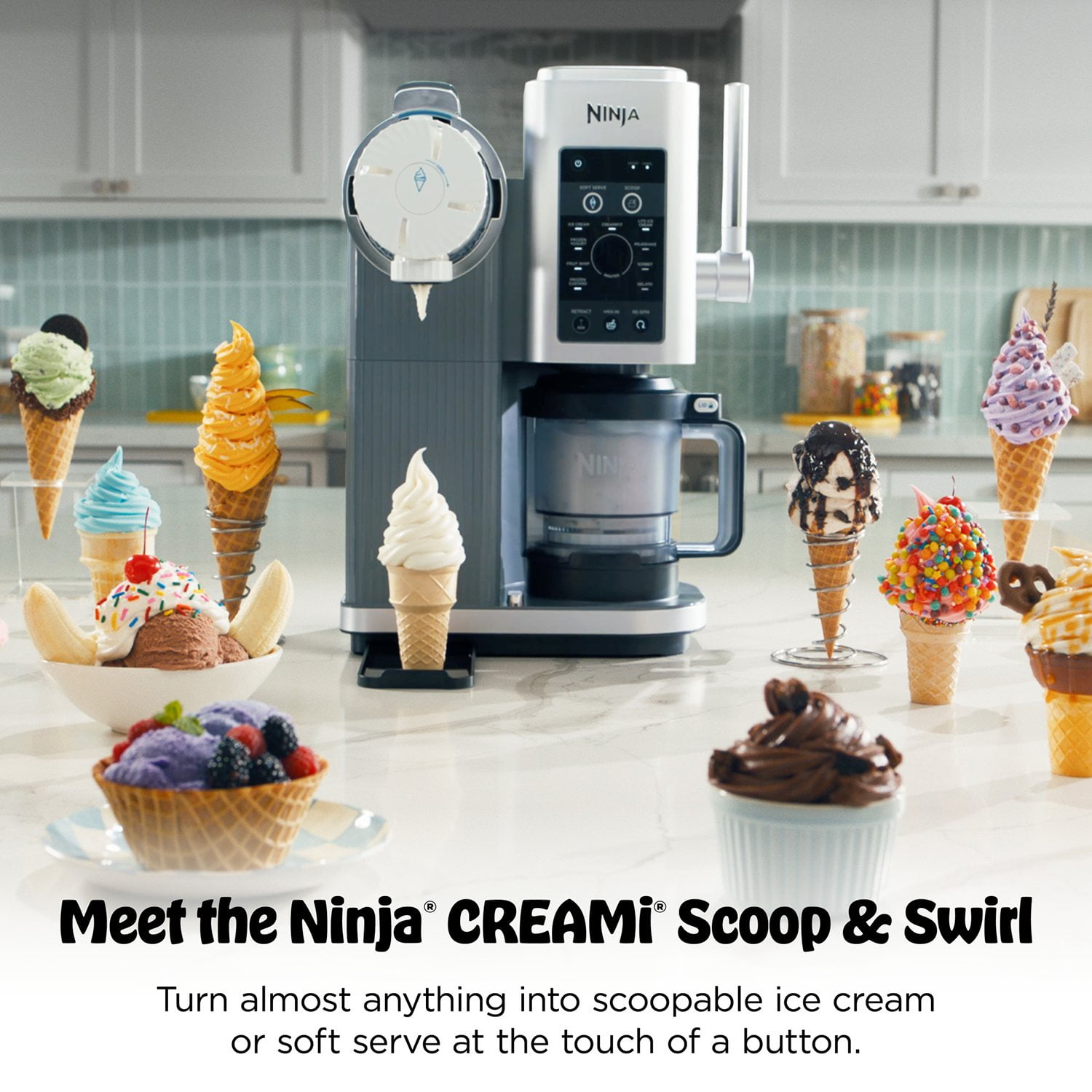 Ninja CREAMi Scoop & Swirl Ice Cream & Soft Serve Maker, 13 One-Touch Programs - Image 3