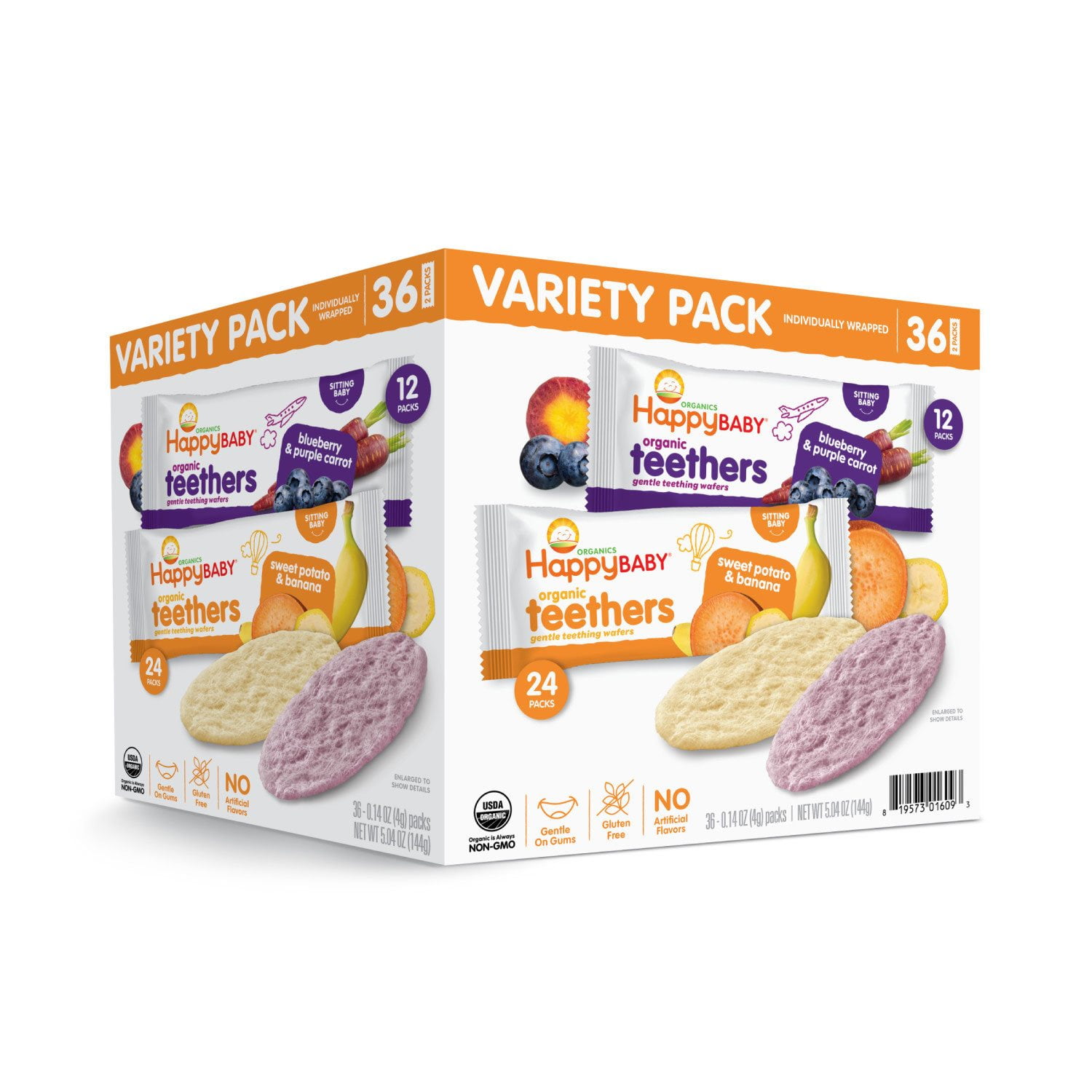 HappyBABY Organics Teething Wafers, Variety Pack, 36 ct. - Image 6