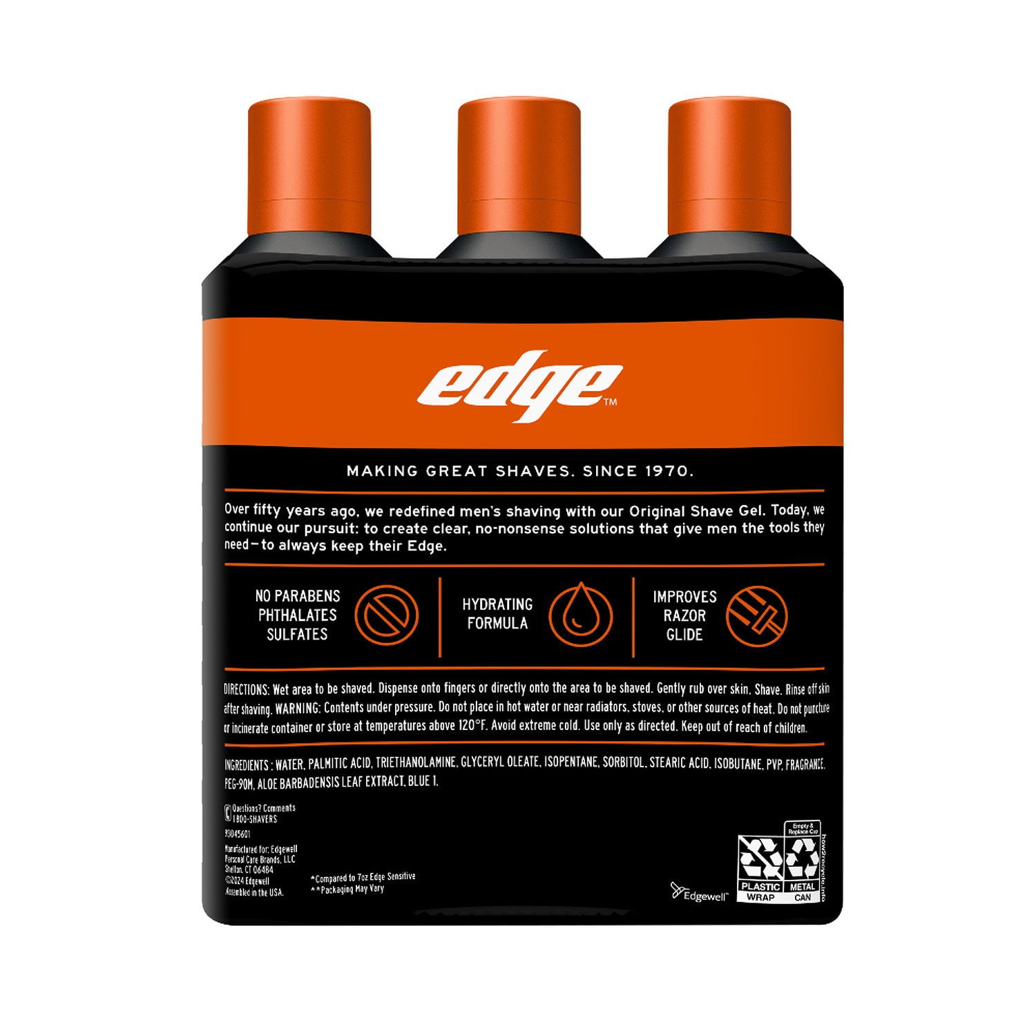 Edge Sensitive Skin Shaving Gel for Men, 9.5 oz., 3 pk. - Image 9