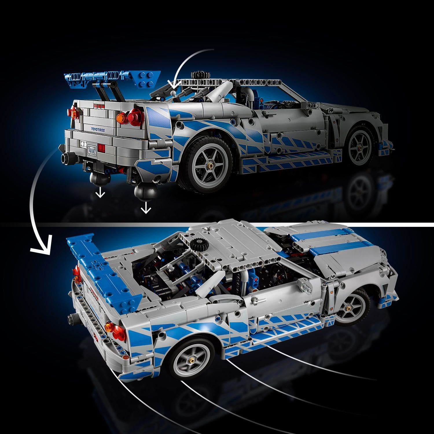LEGO Technic 2 Fast 2 Furious Nissan Skyline GT-R (R34) Car Building Set, 1410 pc. - Image 5