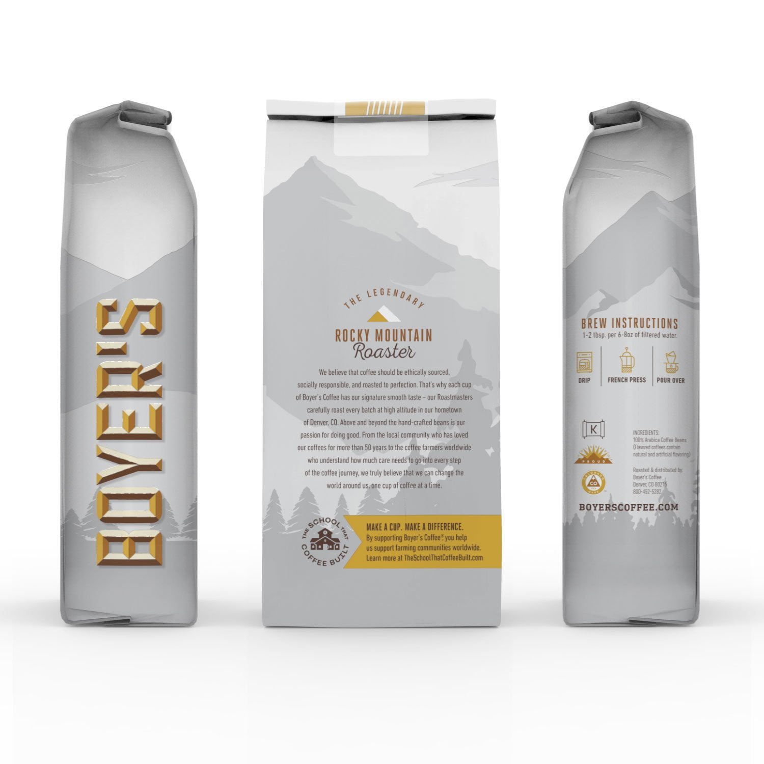 Boyer's Coffee Mountain Roast Decaf Dark Roast Whole Bean, 36 oz. - Image 2