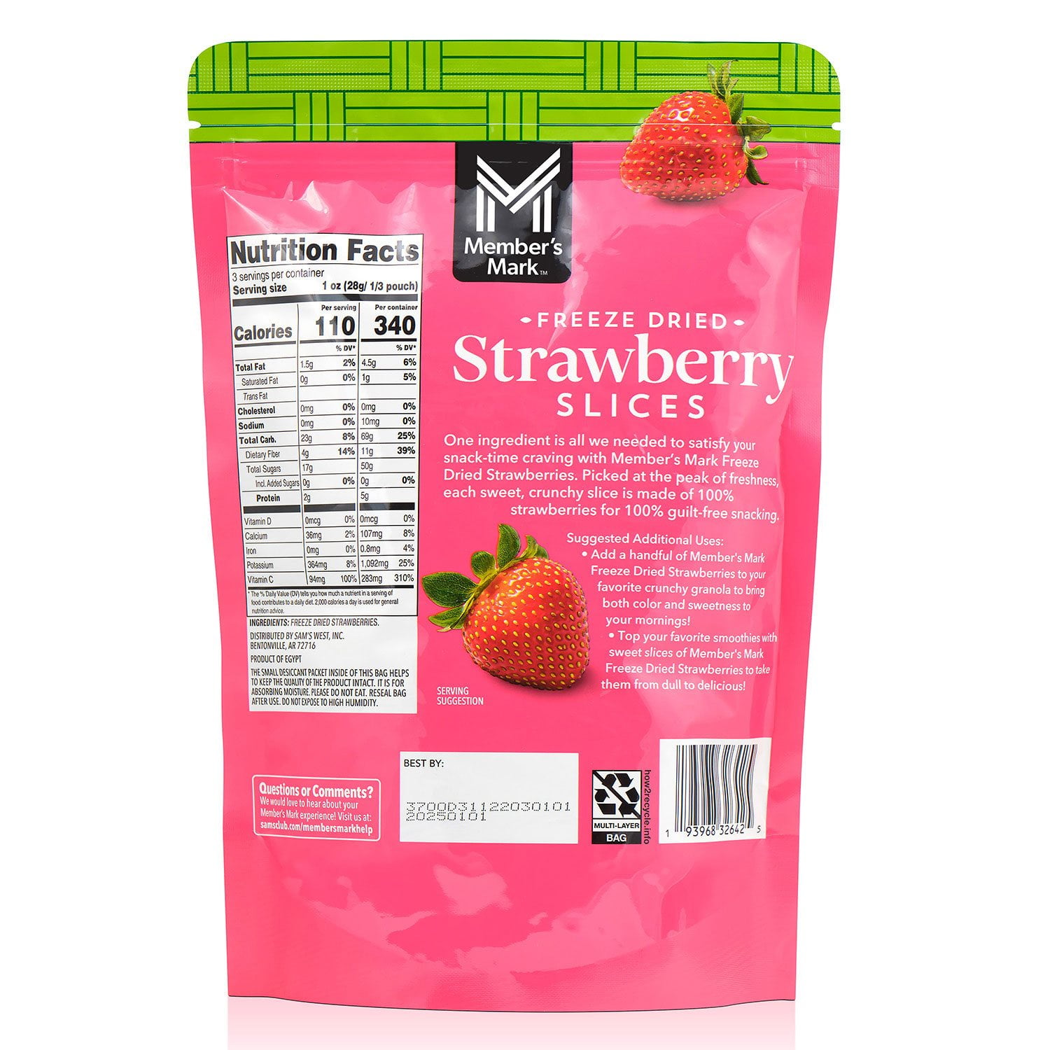 Member's Mark Freeze Dried Strawberry Slices, 3 oz. - Image 2