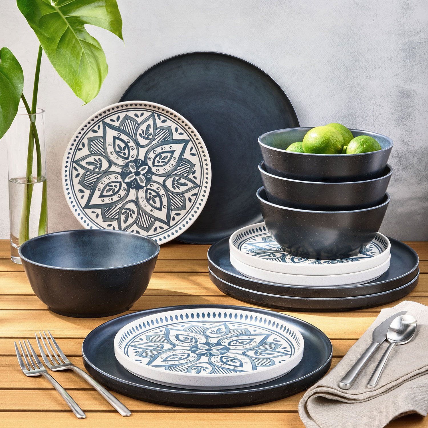 Member's Mark 12-Piece Bamboo Melamine Dinnerware Set