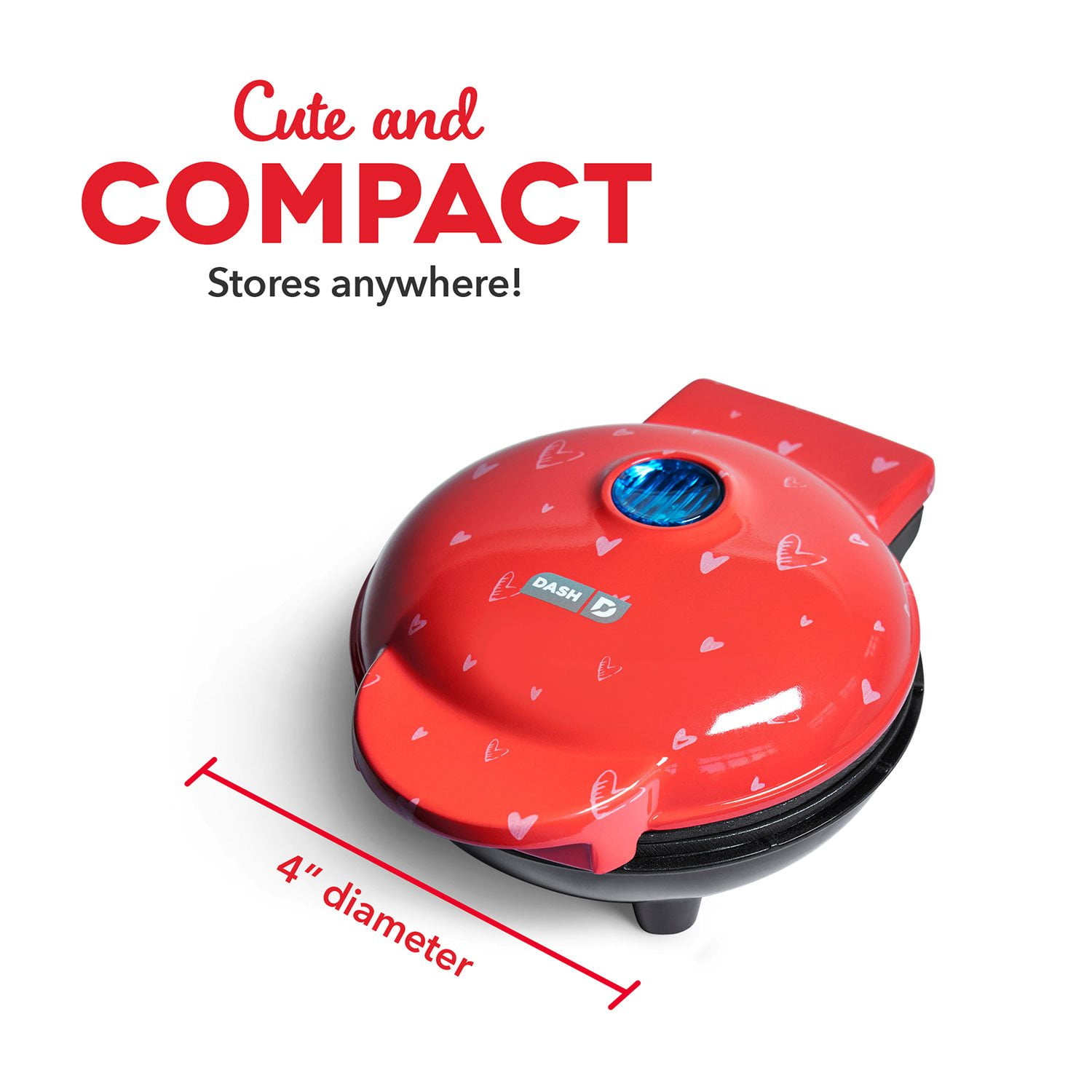 Dash Heart Miniature Waffle Maker with Heart Print Lid - Image 7