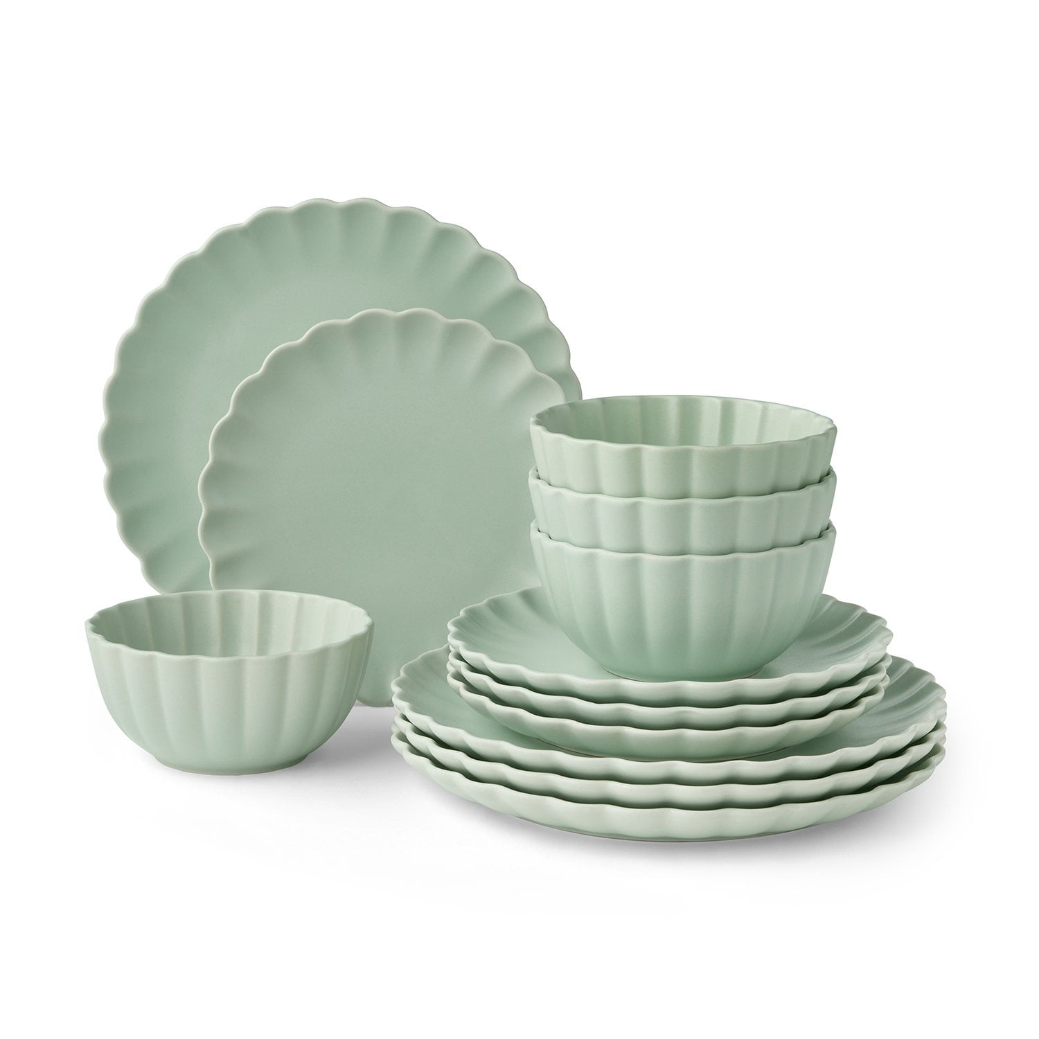 Member's Mark 12-Piece Scallop Dinnerware Set - Image 2