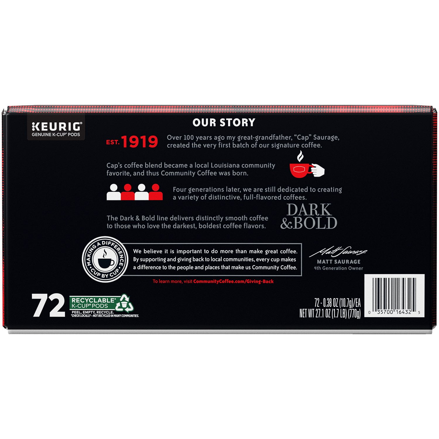 Community Coffee Dark and Bold Espresso Darkest Roast Coffee Pods, 72 ct. - Image 3