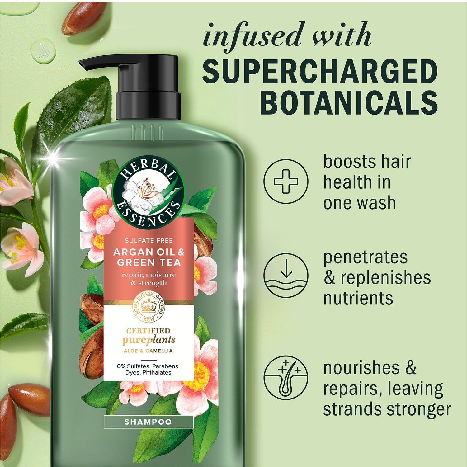 Herbal Essences Argan Oil & Green Tea Shampoo, 33.8 fl. oz. - Image 2