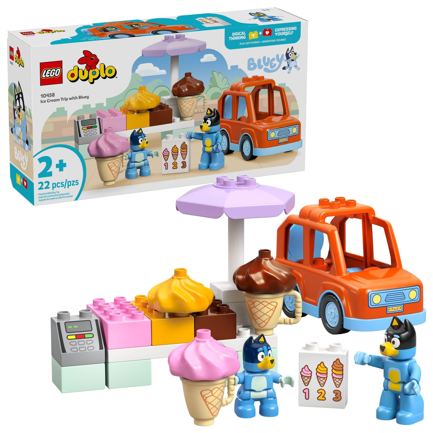 LEGO DUPLO Bluey Ice Cream Trip with Bluey Building Set, 22 pc.