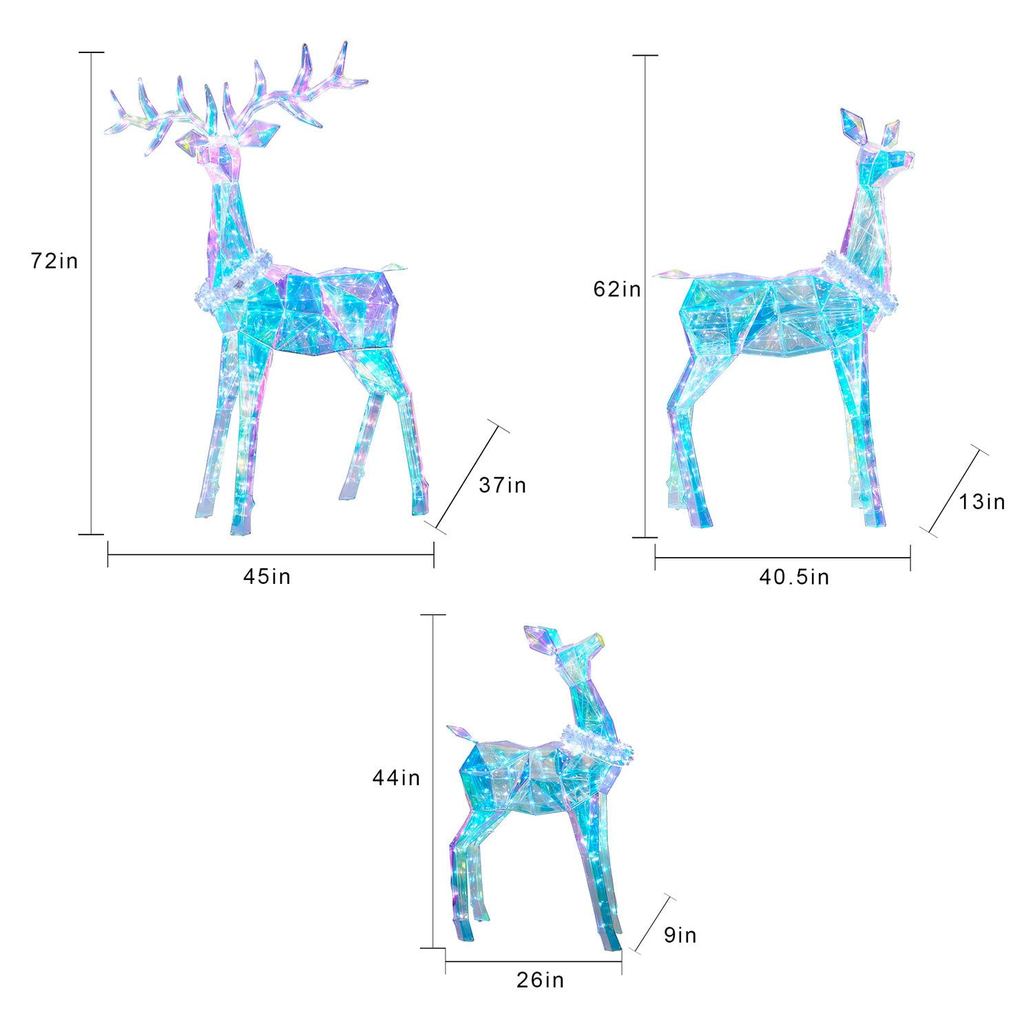 Member's Mark Pre-Lit Prismatic Deer Family, Set of 3 - Image 6