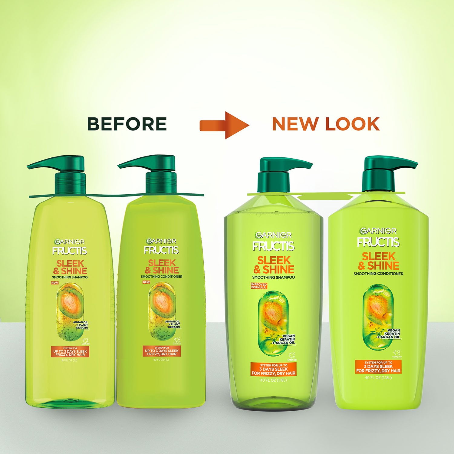 Garnier Fructis Sleek & Shine Shampoo & Conditioner, 40 fl. oz., 2 pk. - Image 3