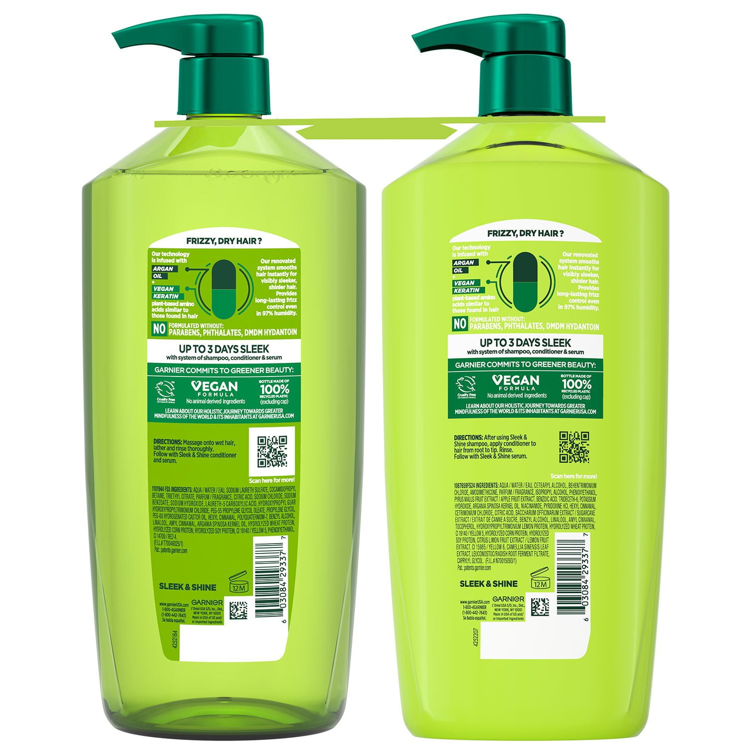 Garnier Fructis Sleek & Shine Shampoo & Conditioner, 40 fl. oz., 2 pk. - Image 2