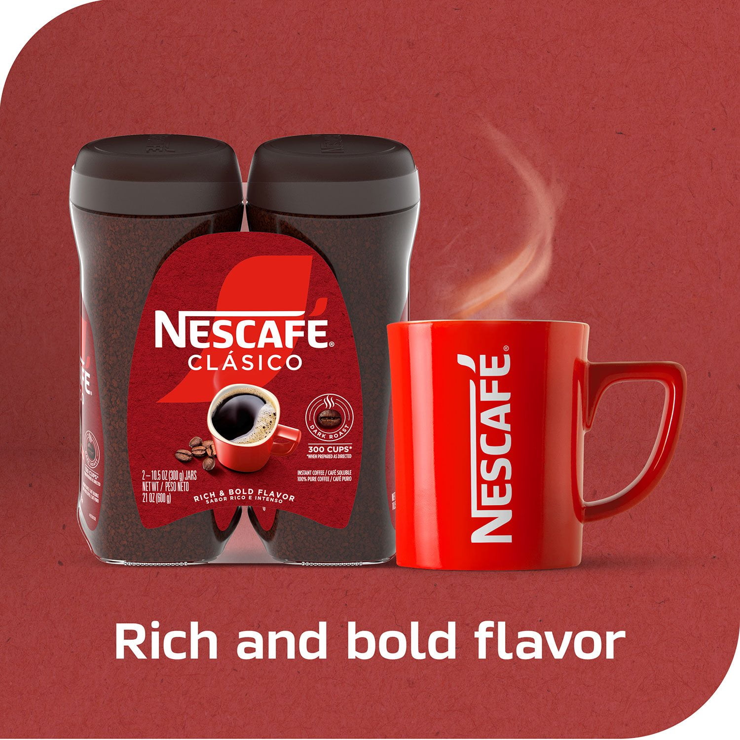 Nescafé Clasico Dark Roast Instant Coffee, 21 oz. - Image 3