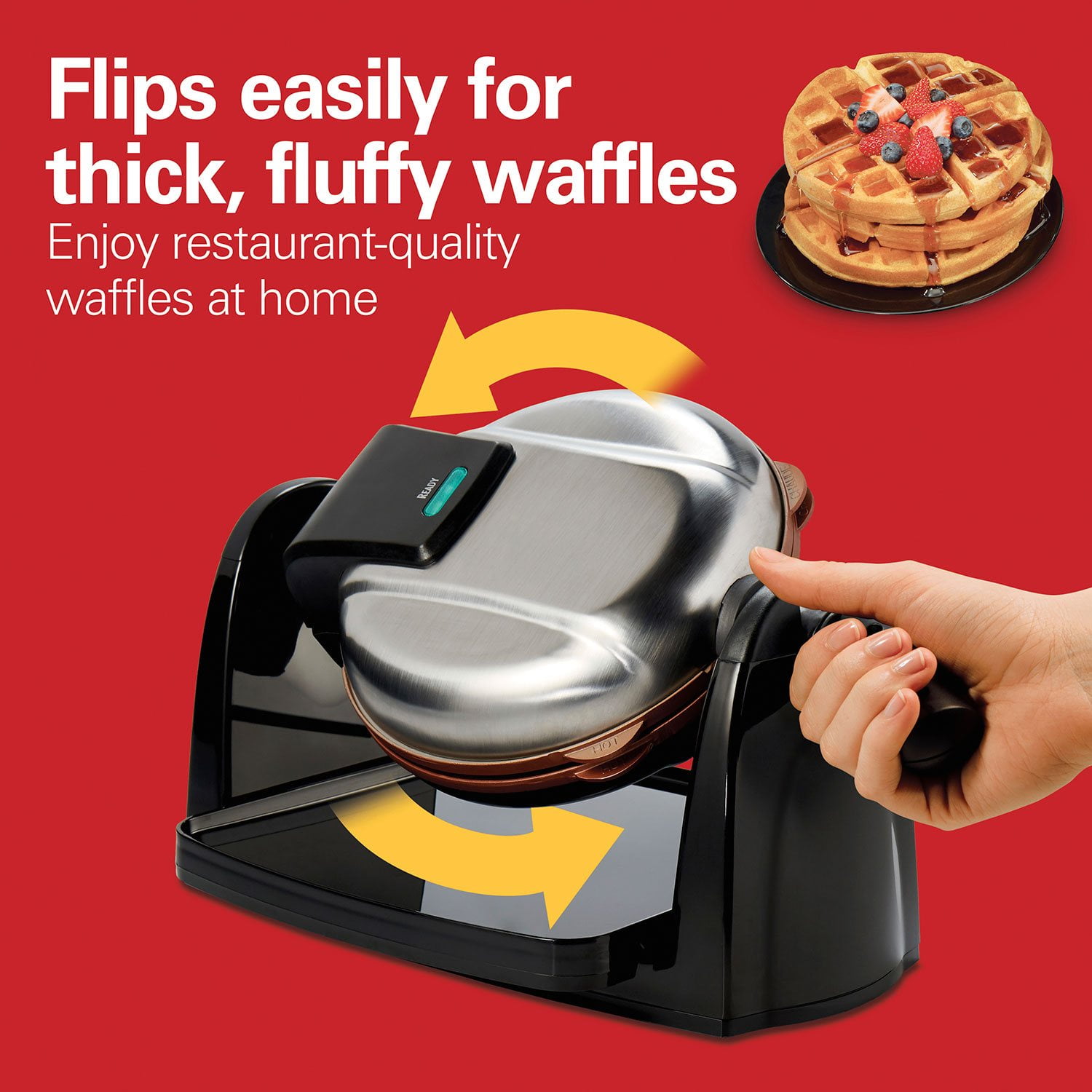 Hamilton Beach Durathon Ceramic Removable-Grid Belgian Waffle Maker - Image 2