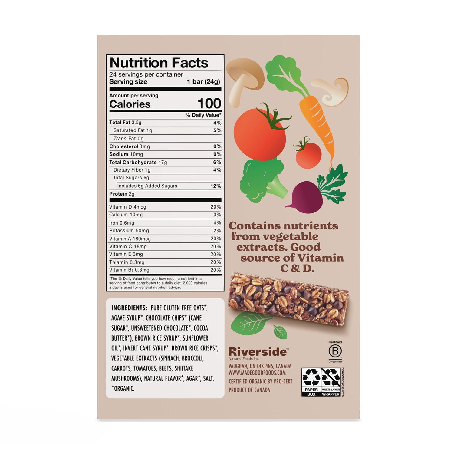 MadeGood Chocolate Chip Bars, 0.85 oz., 24 pk. - Image 2