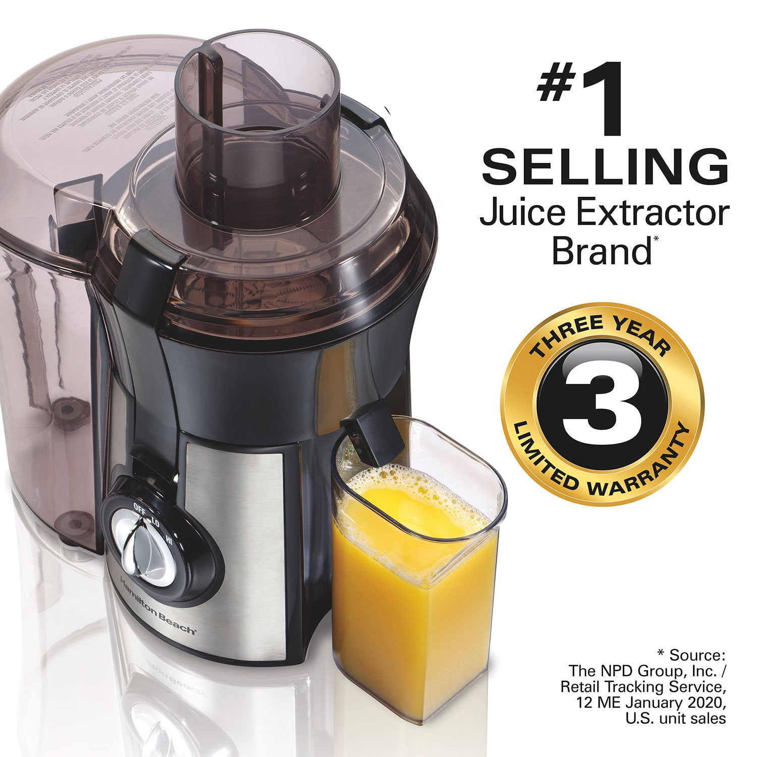 Hamilton Beach 800 Watt Easy Clean Juice Extractor with Easy Sweep Cleaning Tool - Image 2