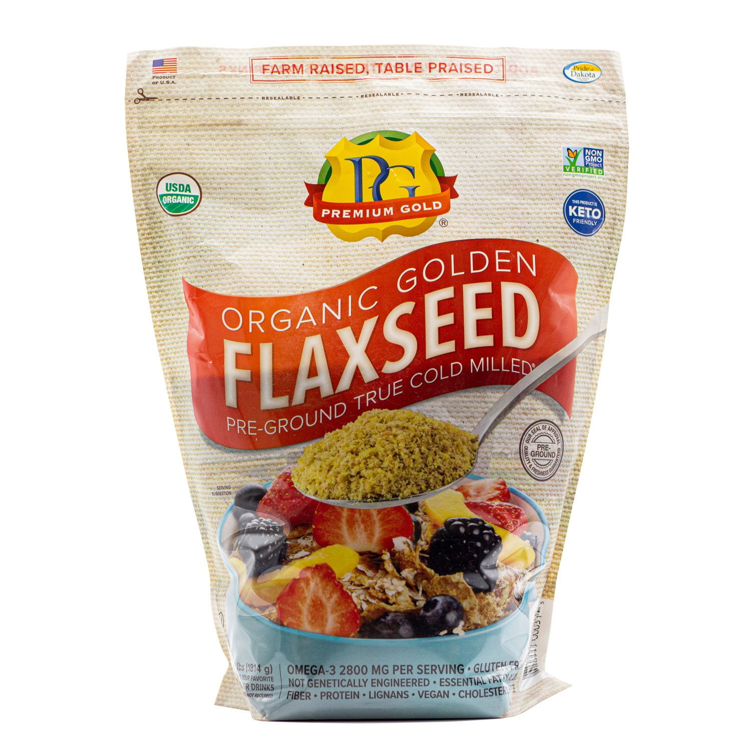 Premium Gold Organic Golden Flaxseed, 4 lbs.