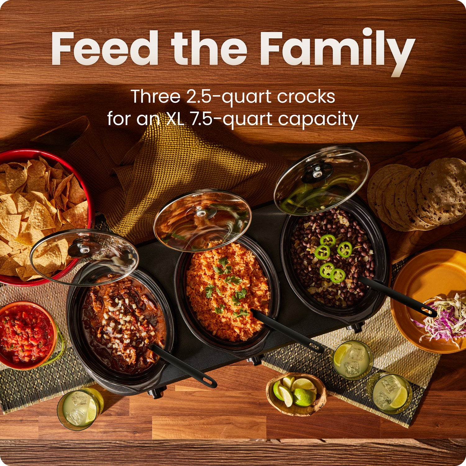 Chefman Stainless Steel Triple Slow Cooker & Buffet Server - Image 5